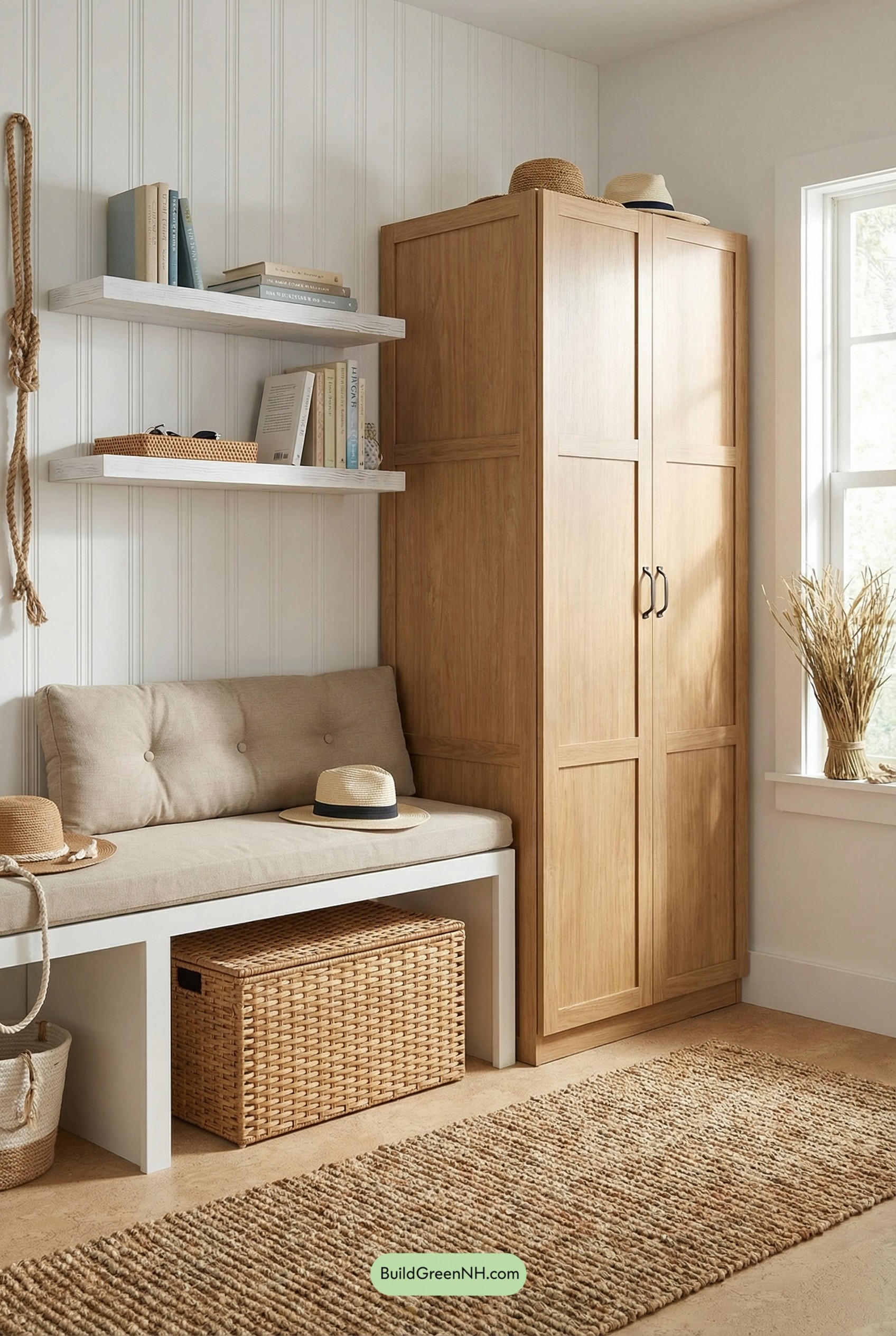 Beachy Mudroom with Light Wood Warmth