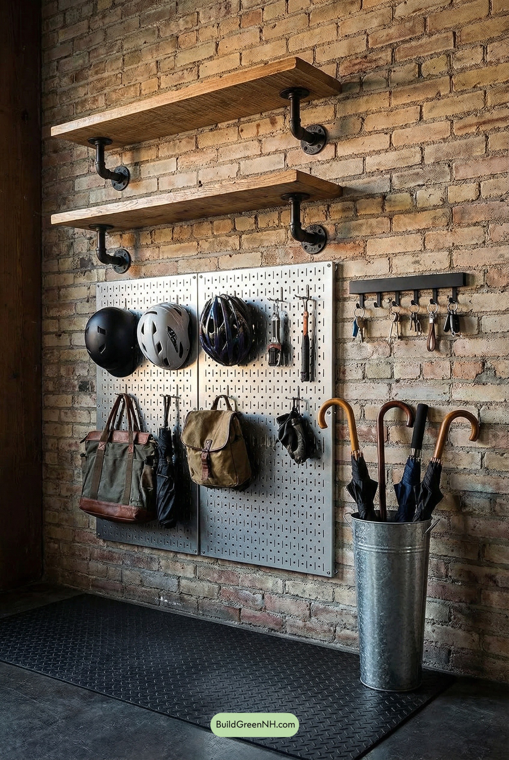 Brick-Wall Gear Hub Mudroom Moment