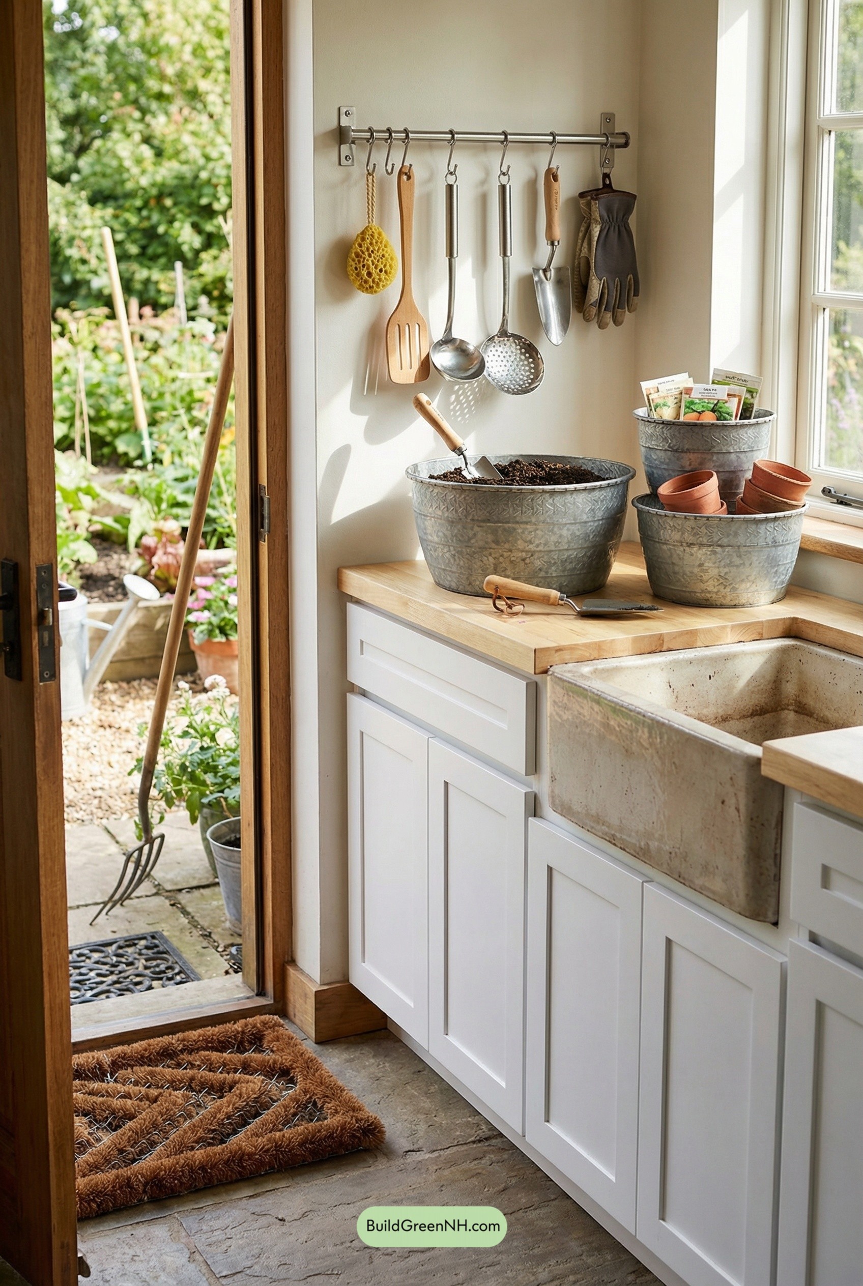Mudroom Potting Bar with Farm Sink