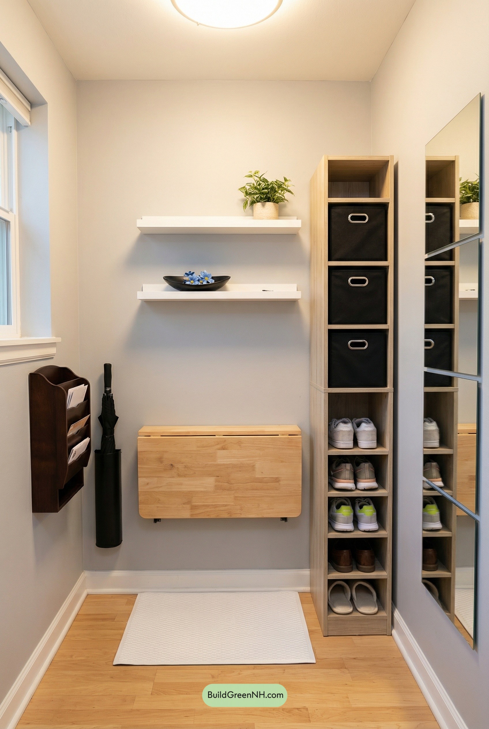Micro-Mudroom Magic with Fold-Down Bench