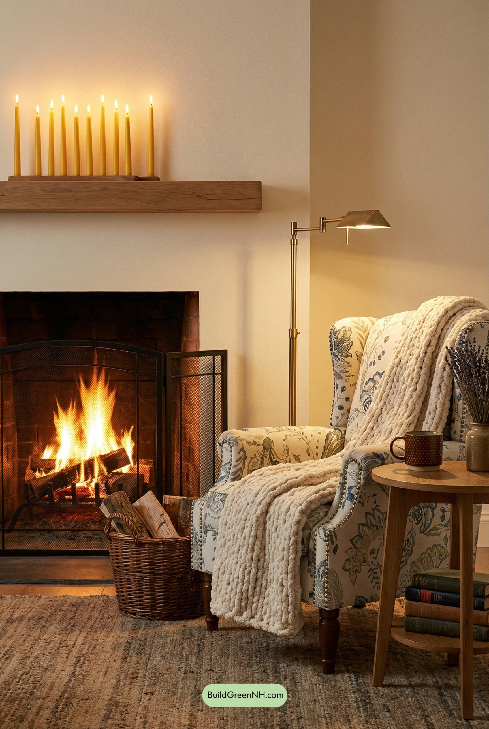 Candlelit Cottagecore Fireside Reading Nook
