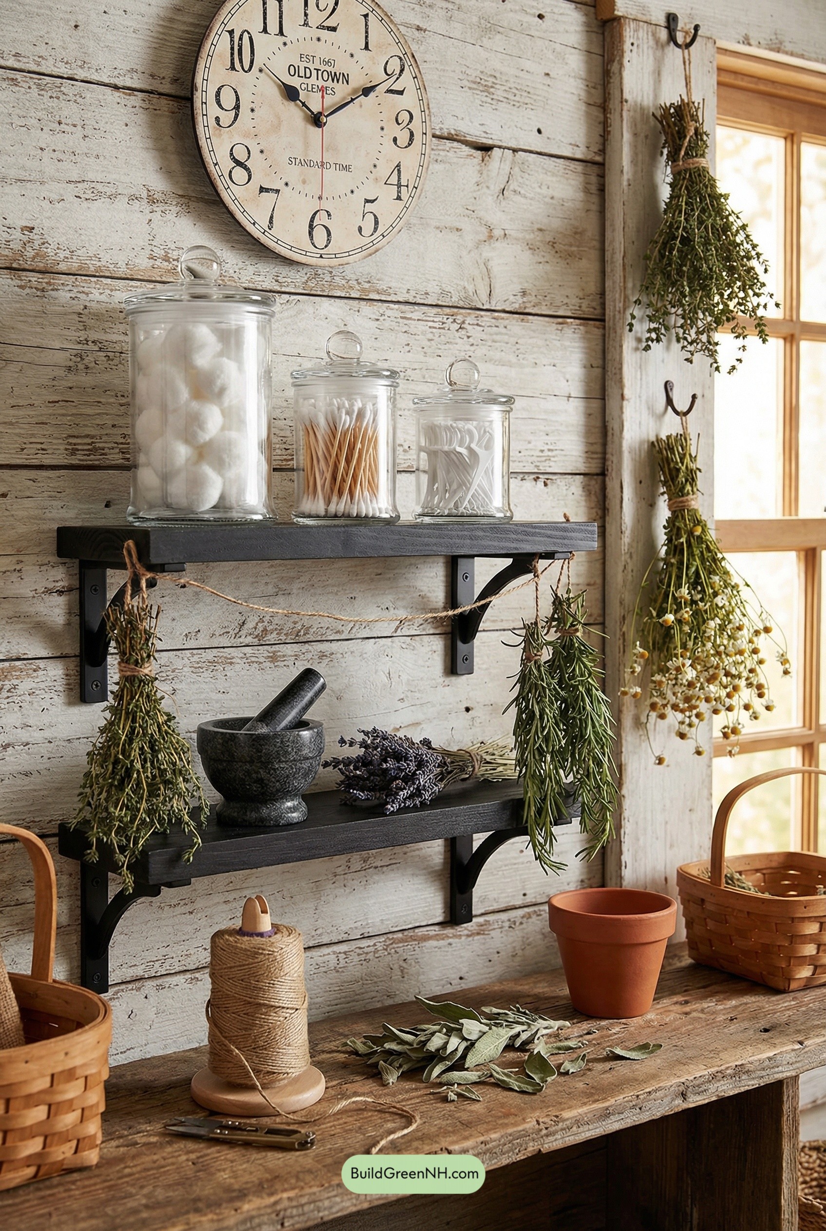 Cottagecore Herb-Drying Apothecary Wall