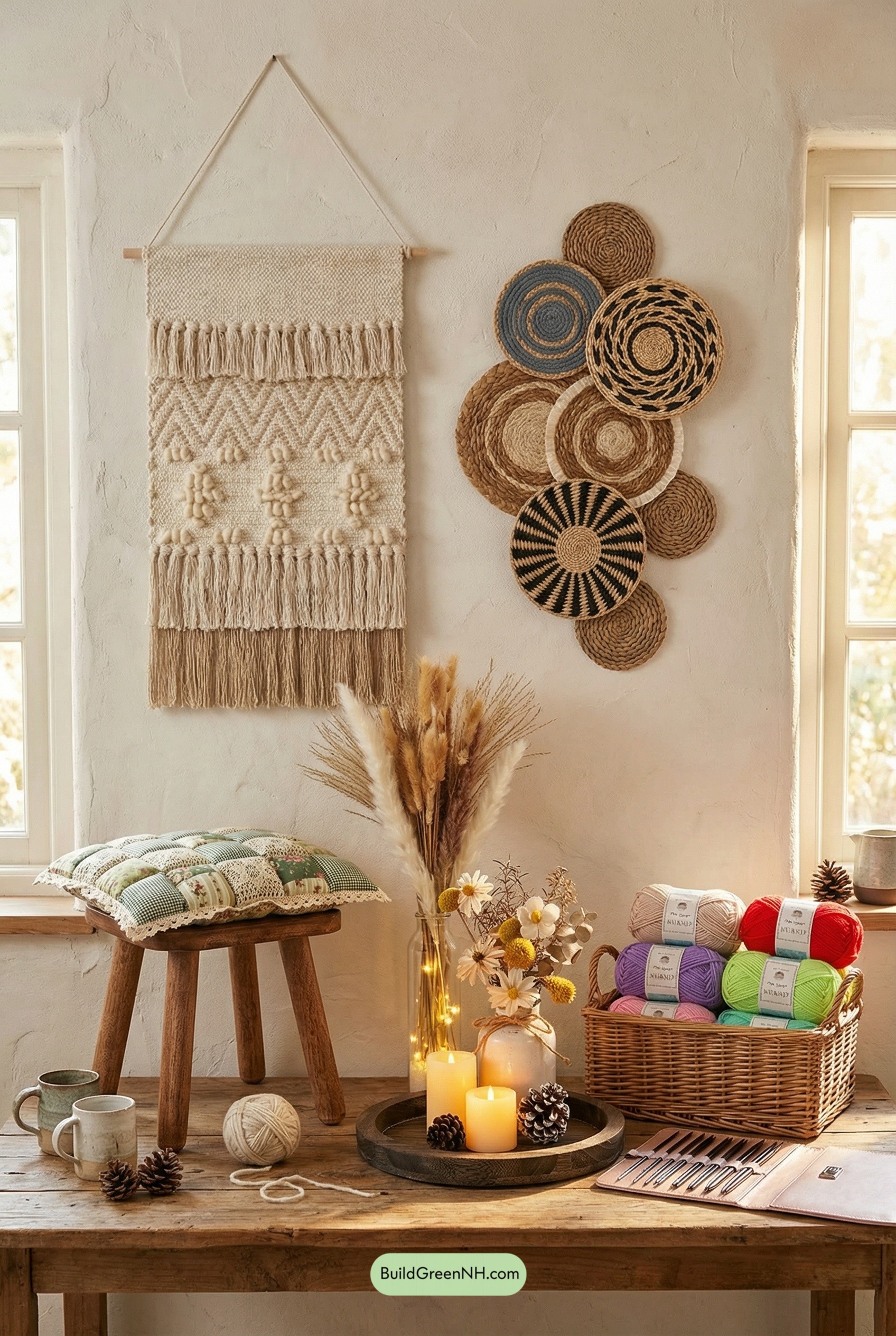 Basket Wall Meets Cozy Craft Corner