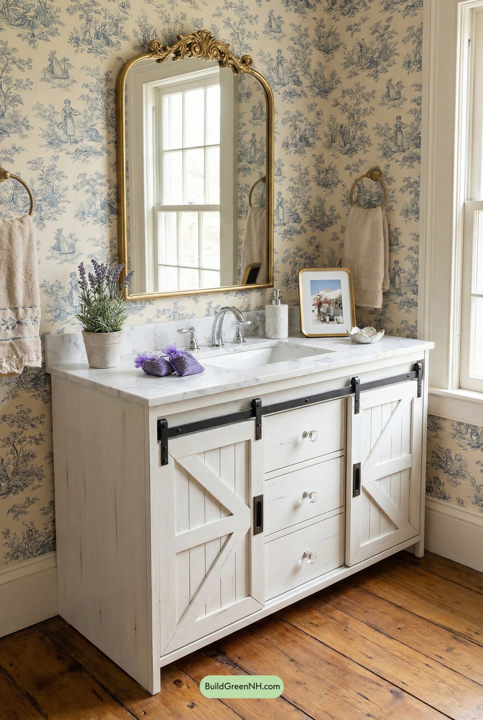 Toile, Gilt, and a Farmhouse Vanity