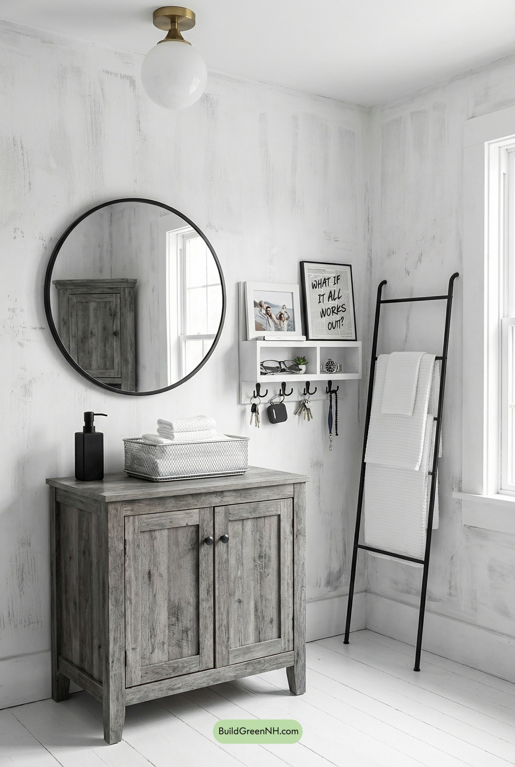Chalky White Bath with Black Accents