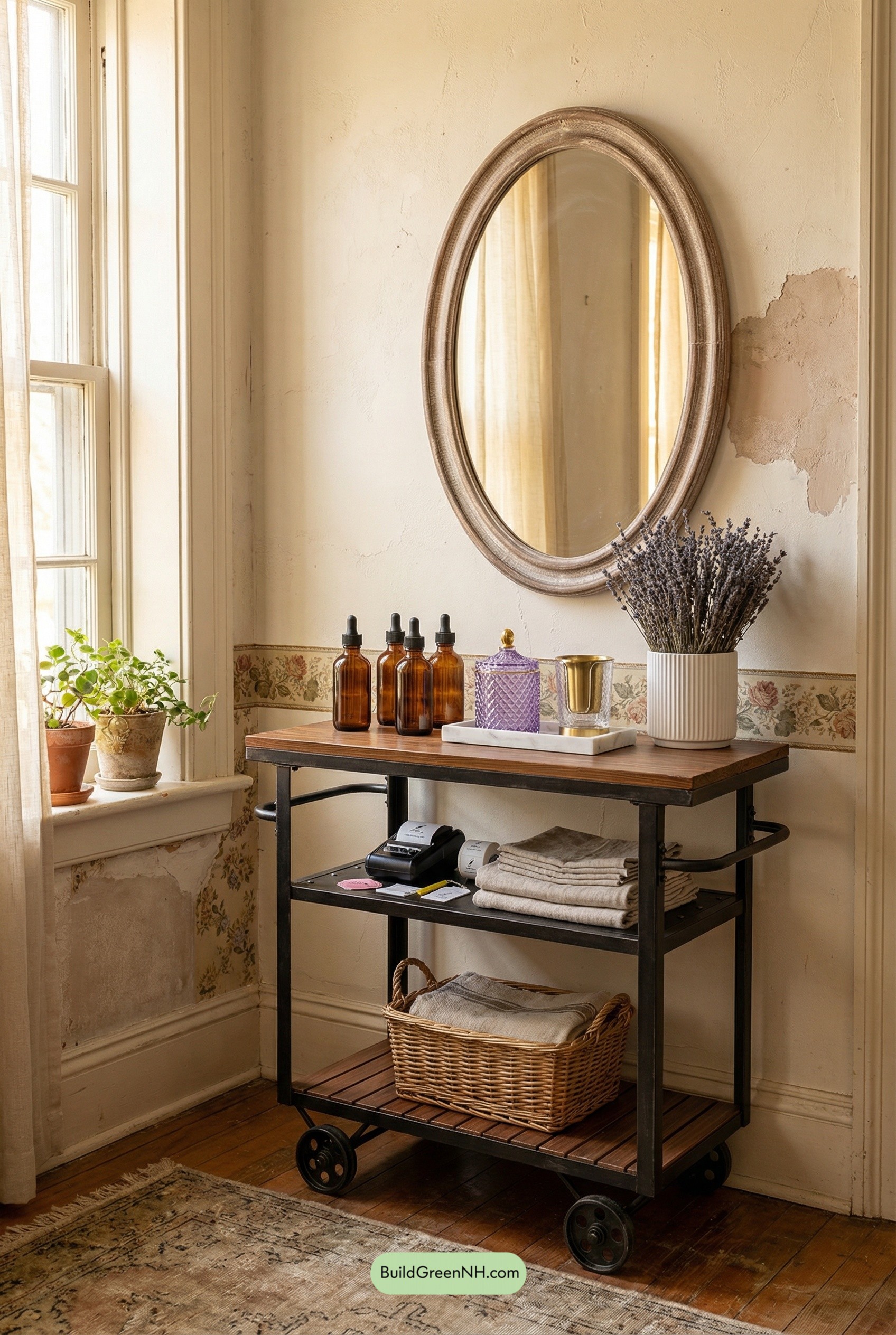 Heirloom Apothecary Cart by the Vanity