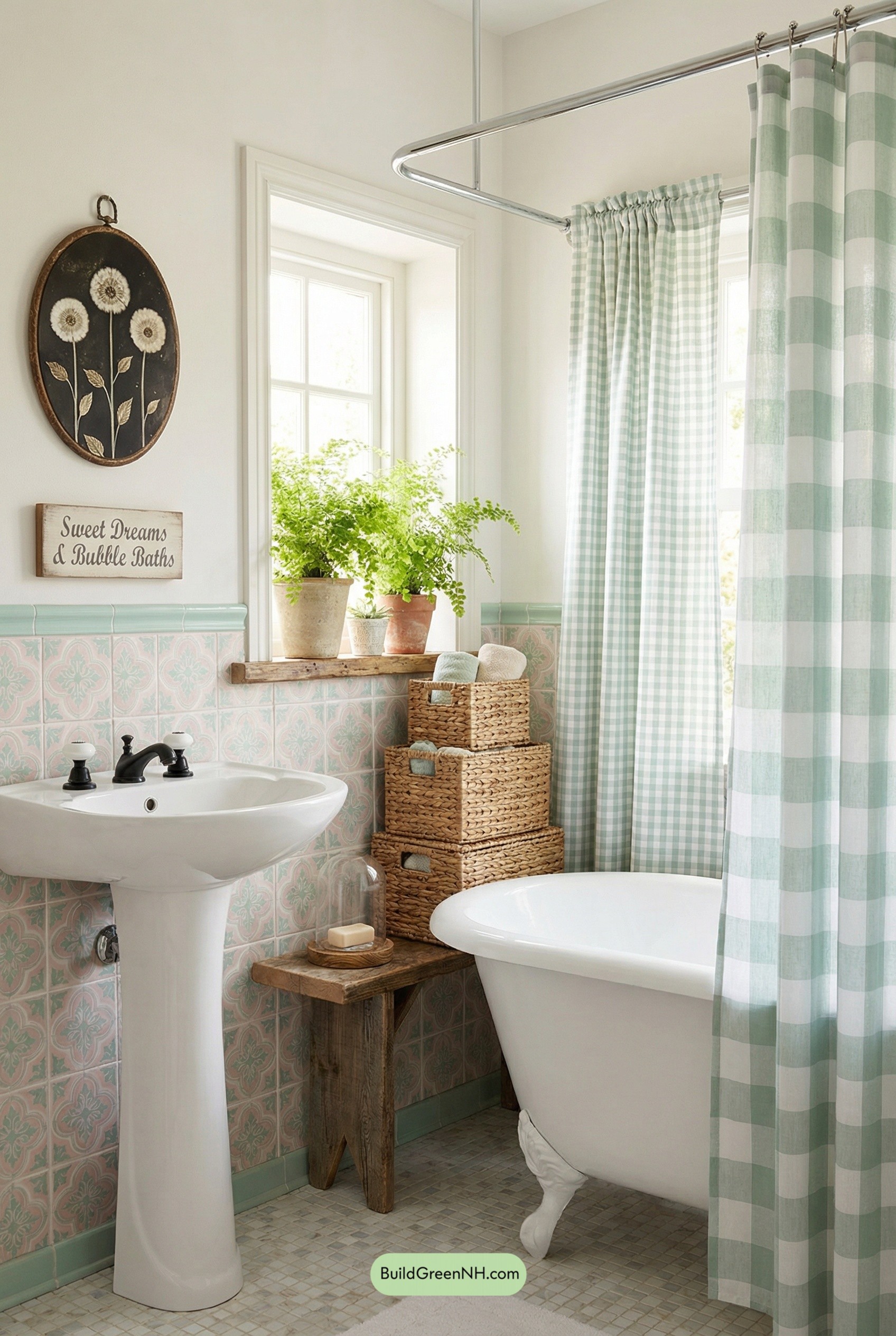 Pastel Gingham Cottage Bath Charm