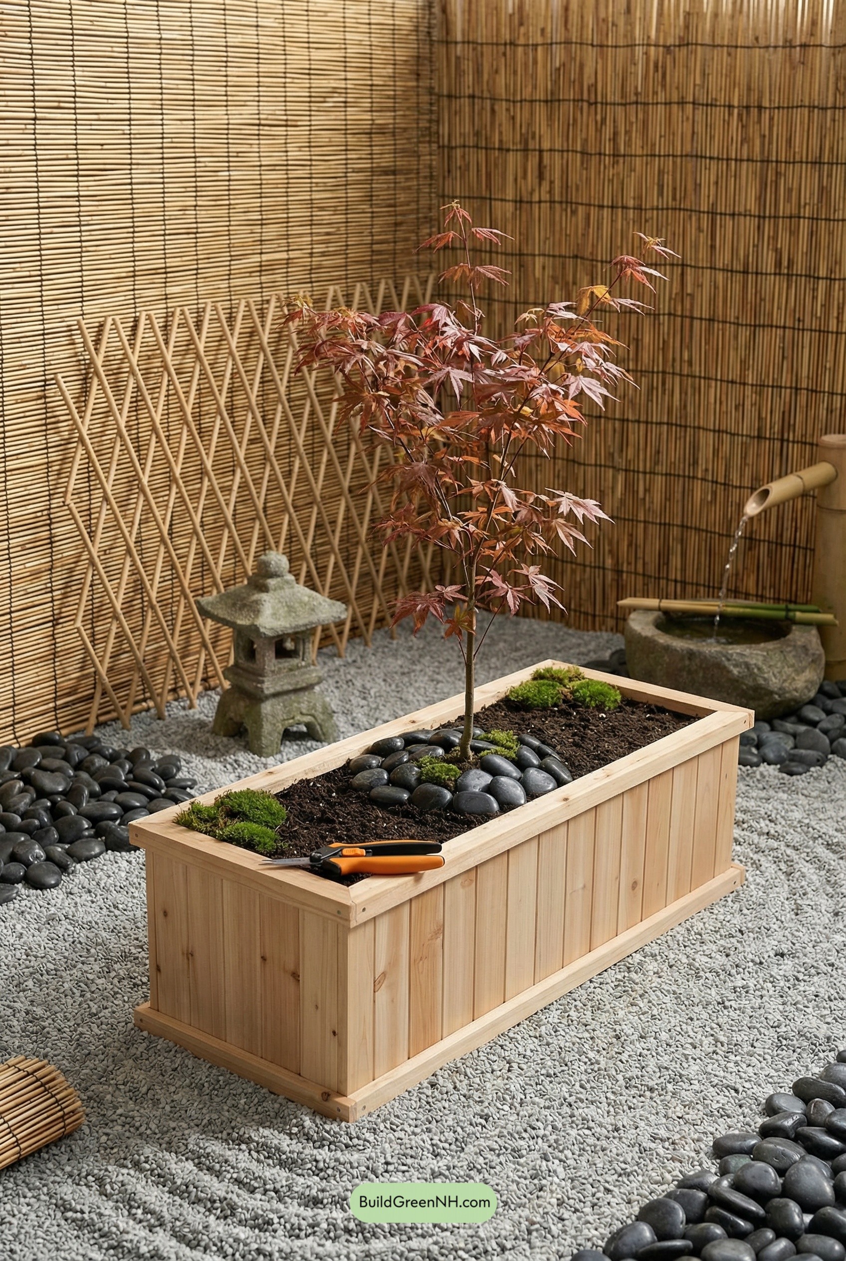 Bamboo Trellis Calm in Gravel Garden