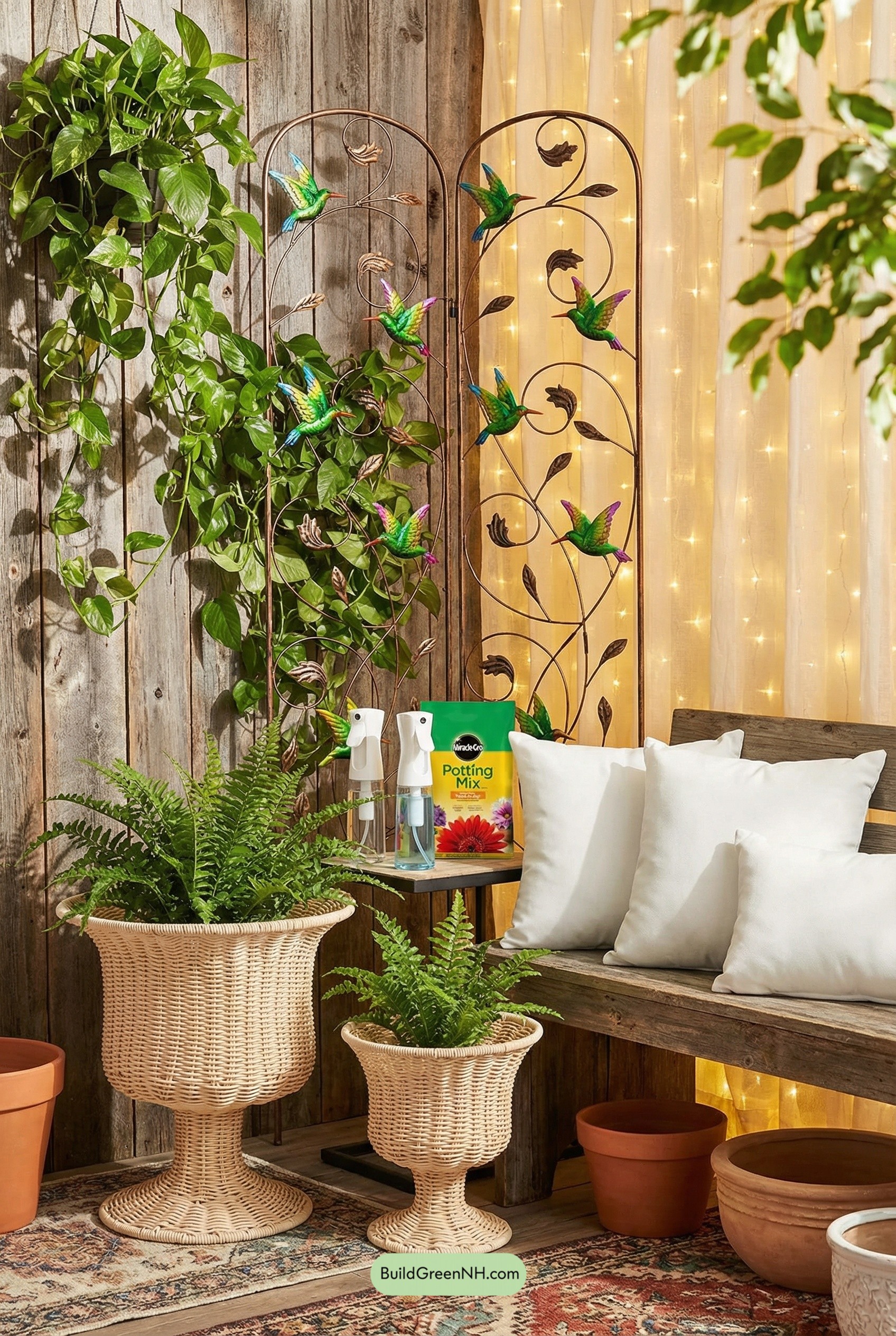 Vine-Wrapped Trellis Patio Backdrop