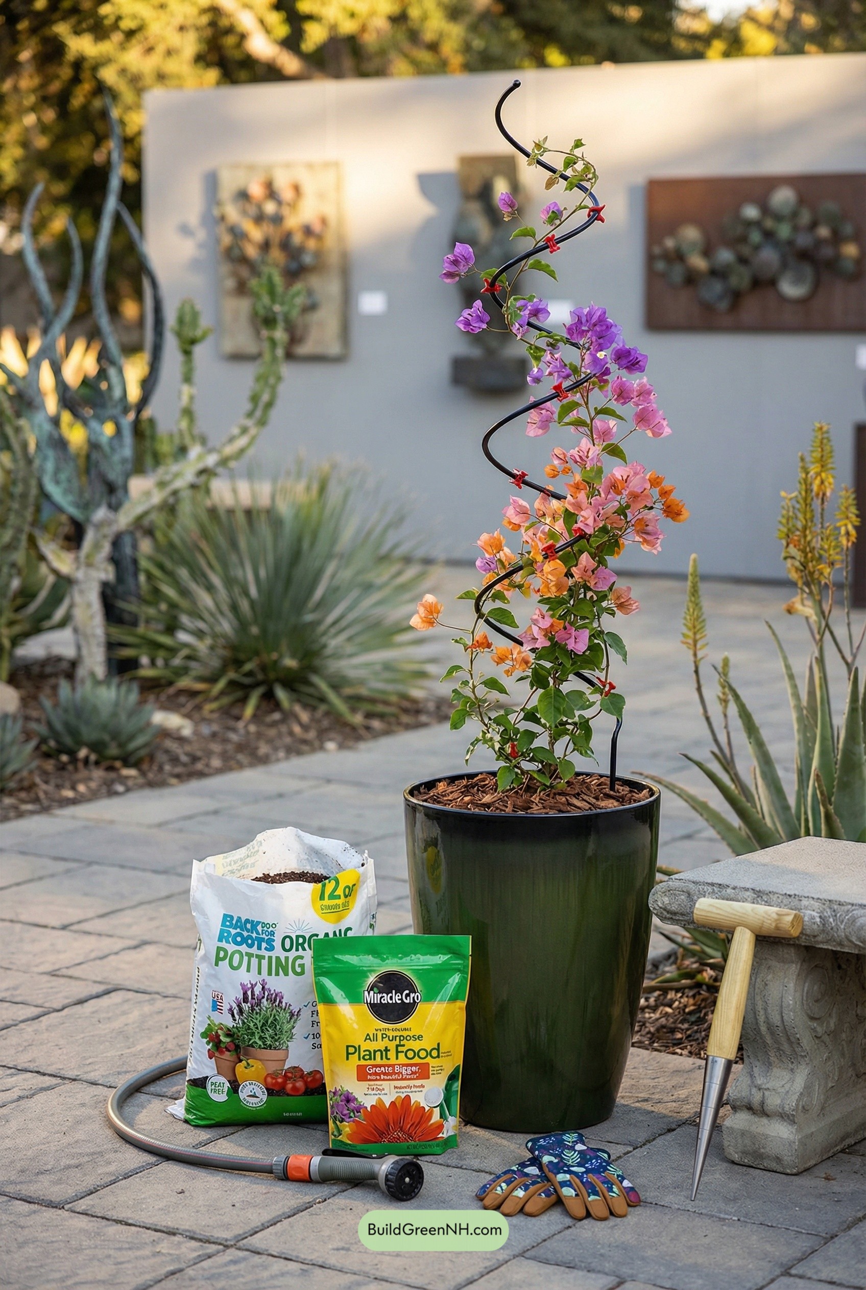 Spiral Trellis, Ombré Blooms on Display