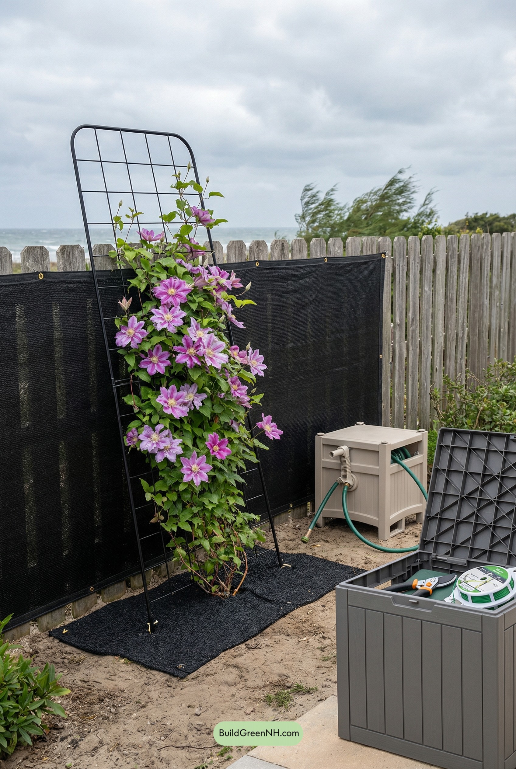 Coastal Trellis With Built-In Windbreak