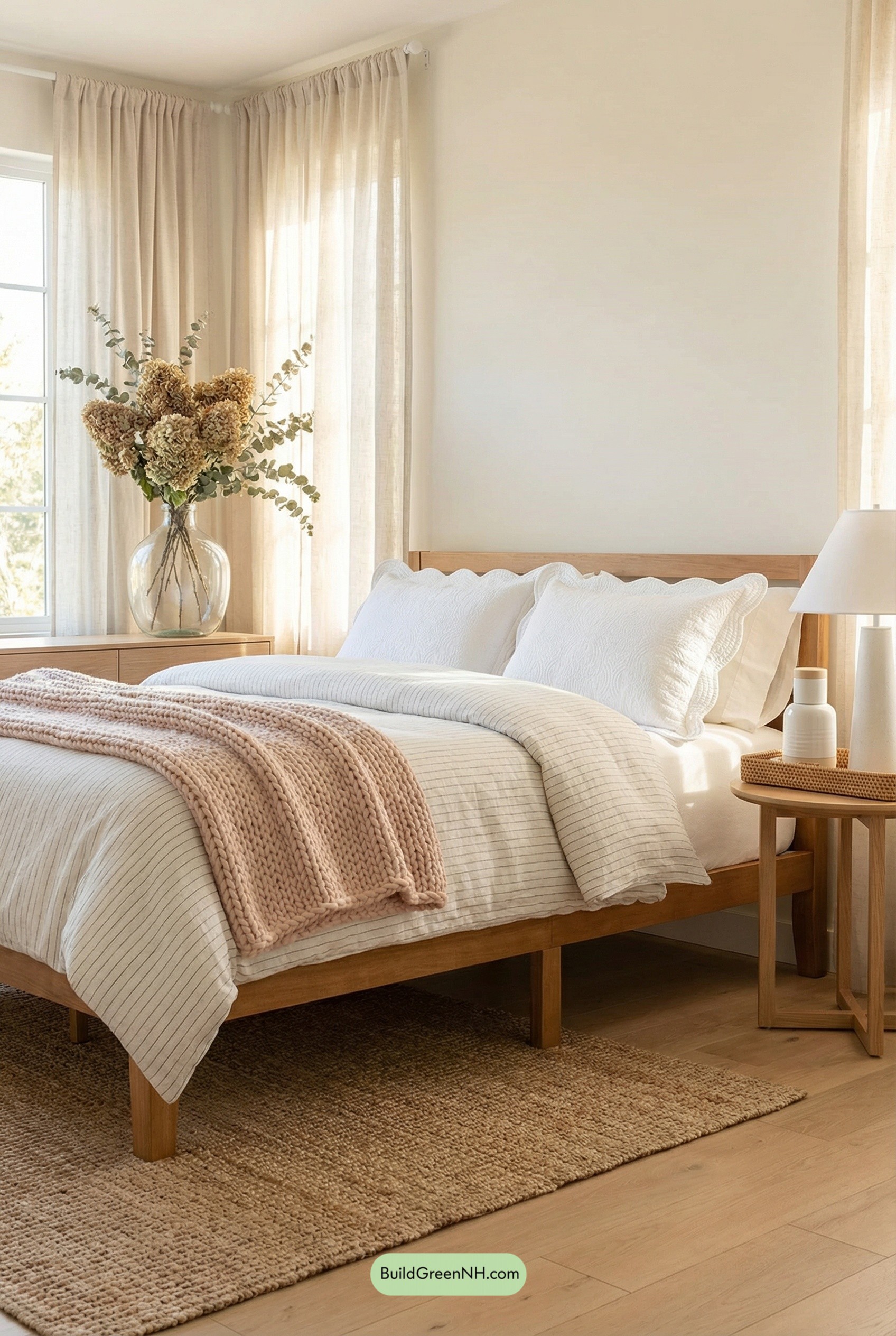 Scalloped Linens and One Bold Bloom