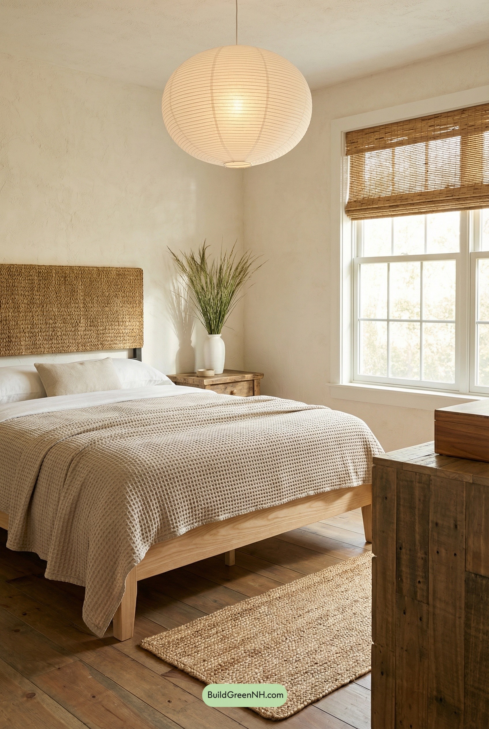 Wheat-Tone Bedroom with Woven Warmth