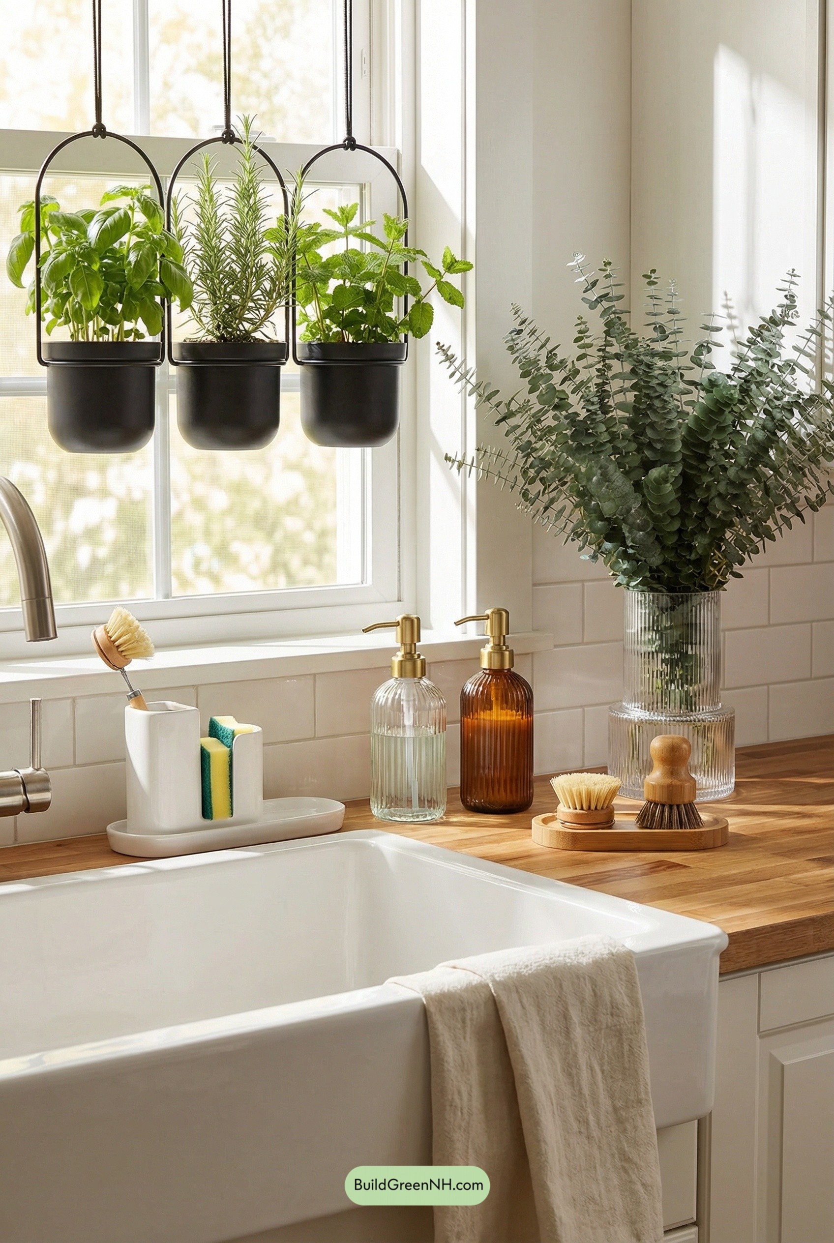 Herb-Hung Farmhouse Sink Moment