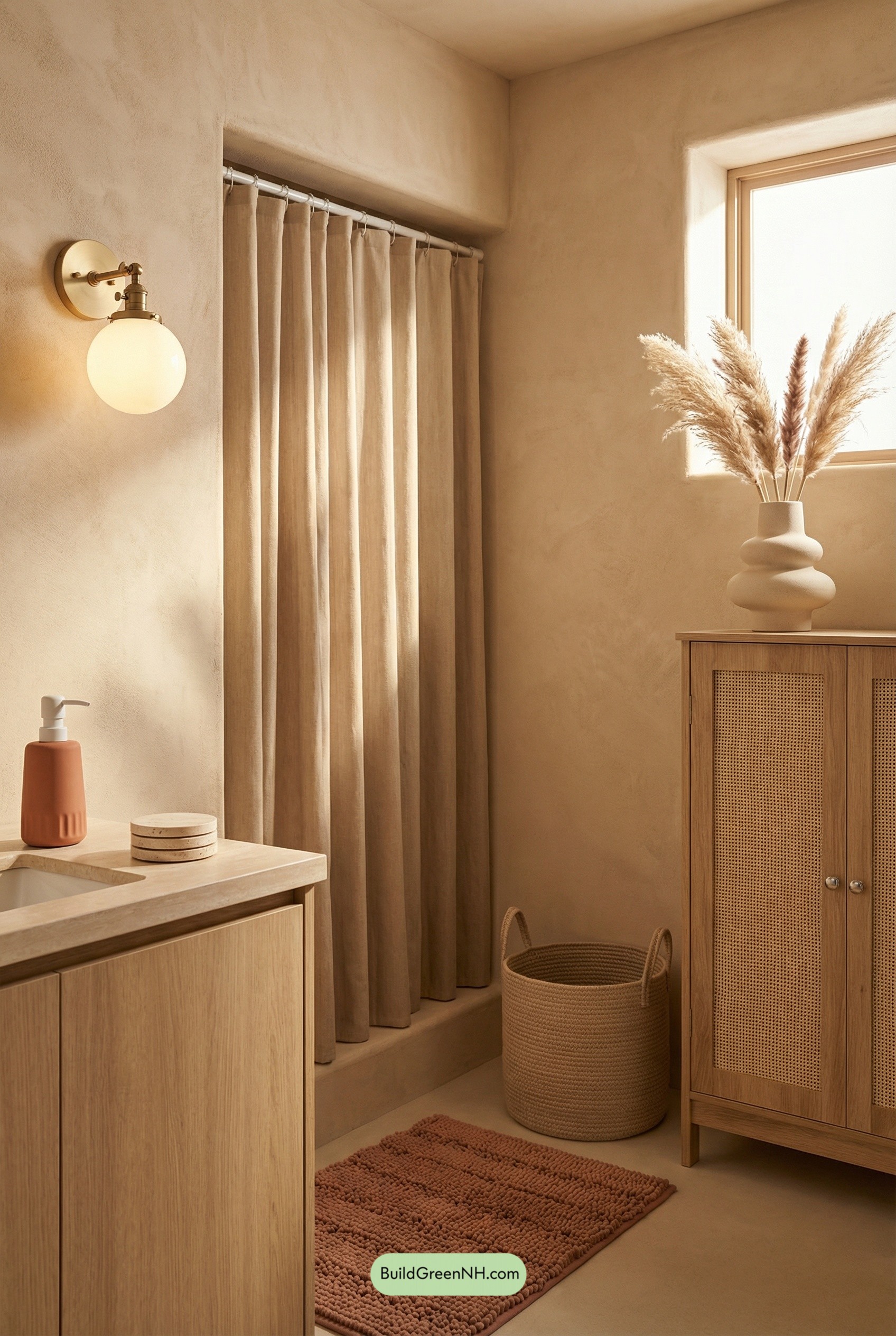 Desert-Toned Bathroom With Soft Glow