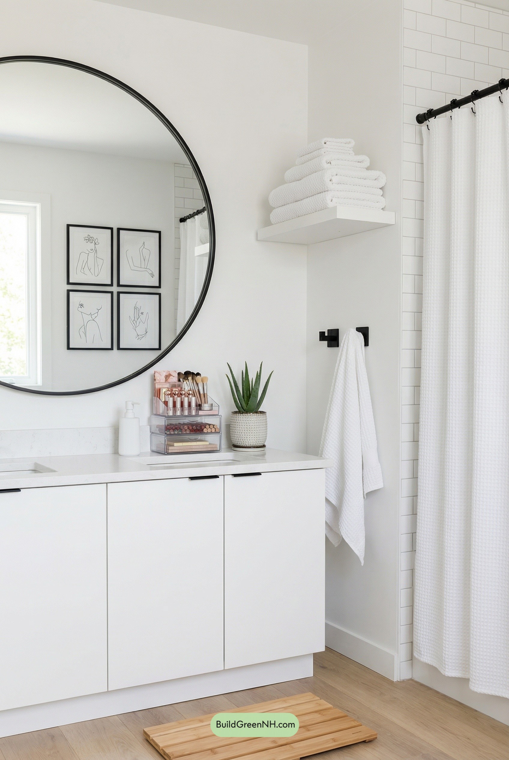 White-on-White Scandi Bath, Black Trim