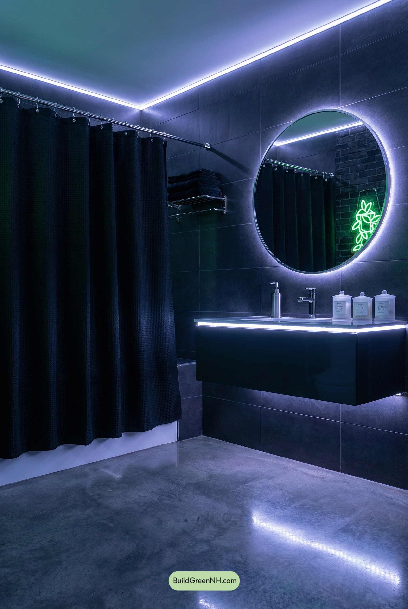 Cyber Neon Glow Modern Bathroom