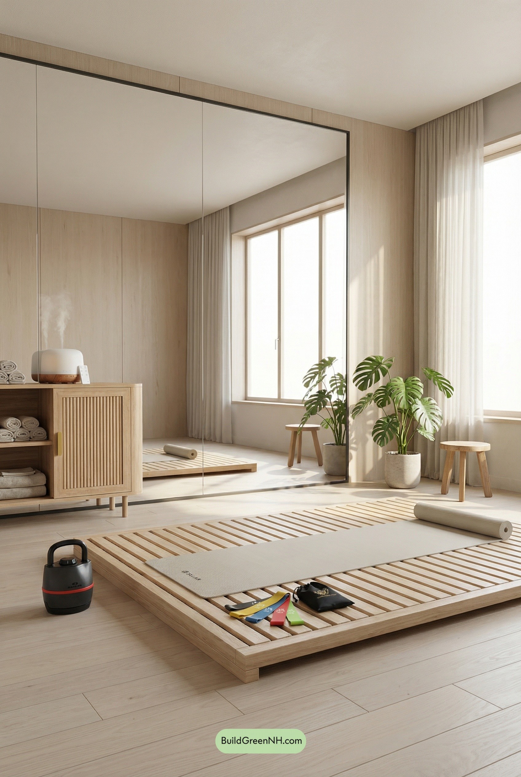 Japandi Calm Stretch Studio at Home