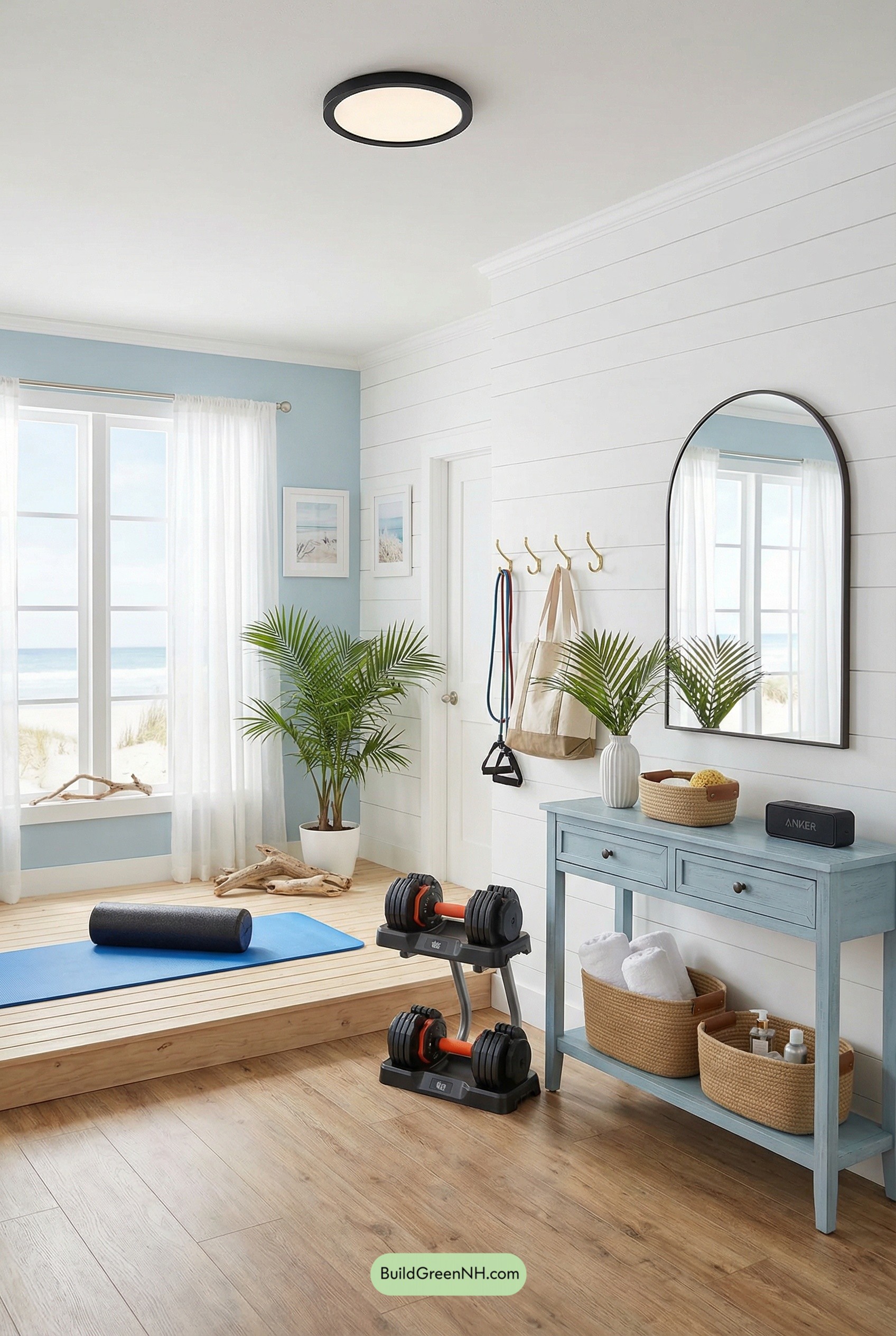 Coastal Calm Home Gym Retreat