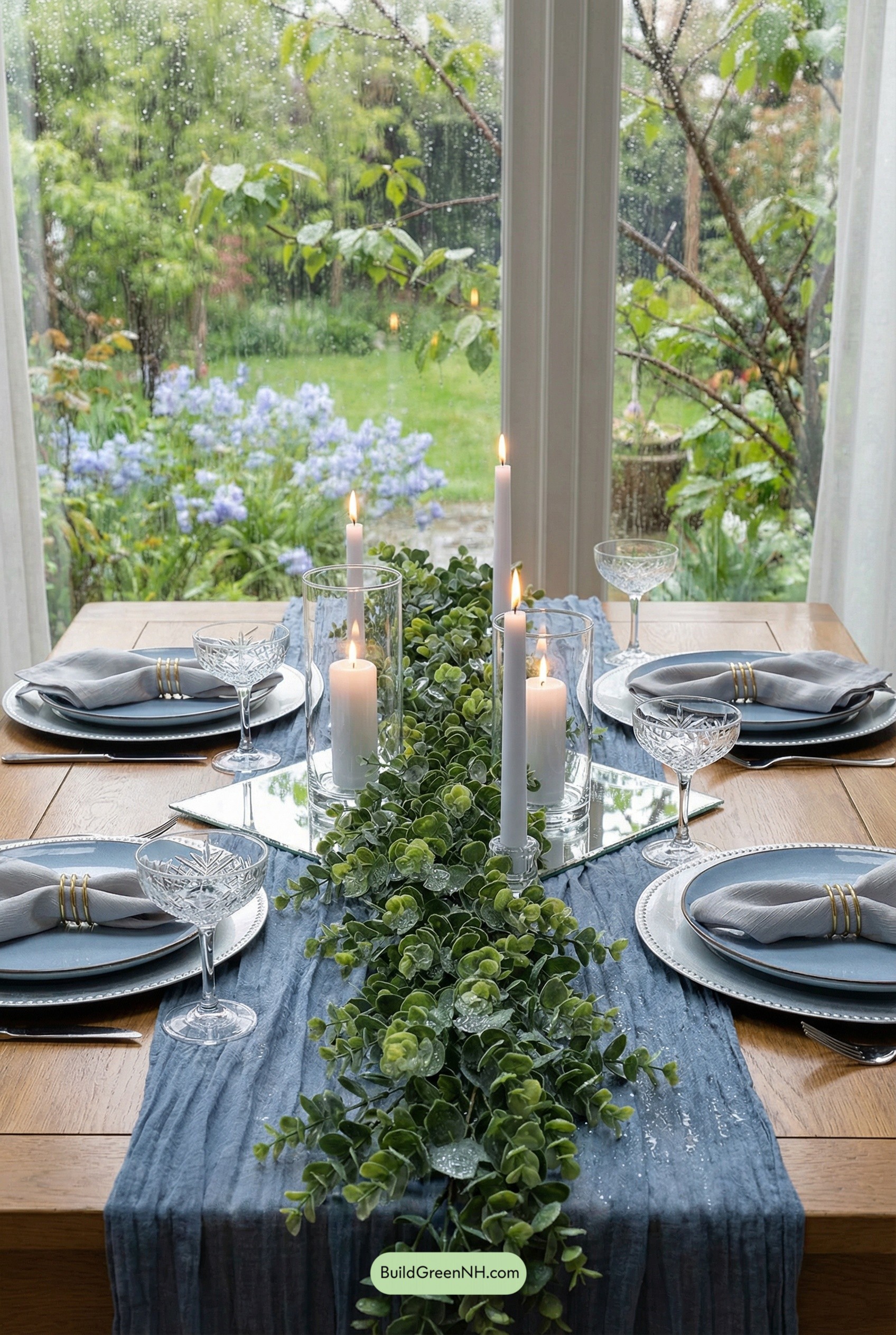 Rain-Kissed Blues and Greenery Glow