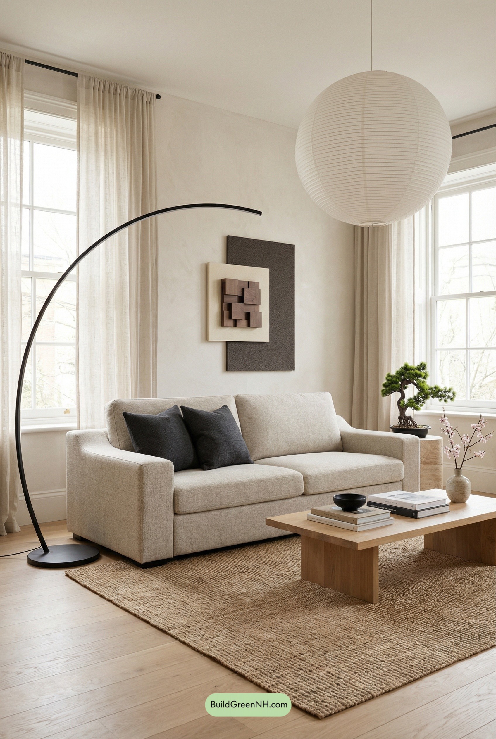 Japandi Spring Calm with Black Lines