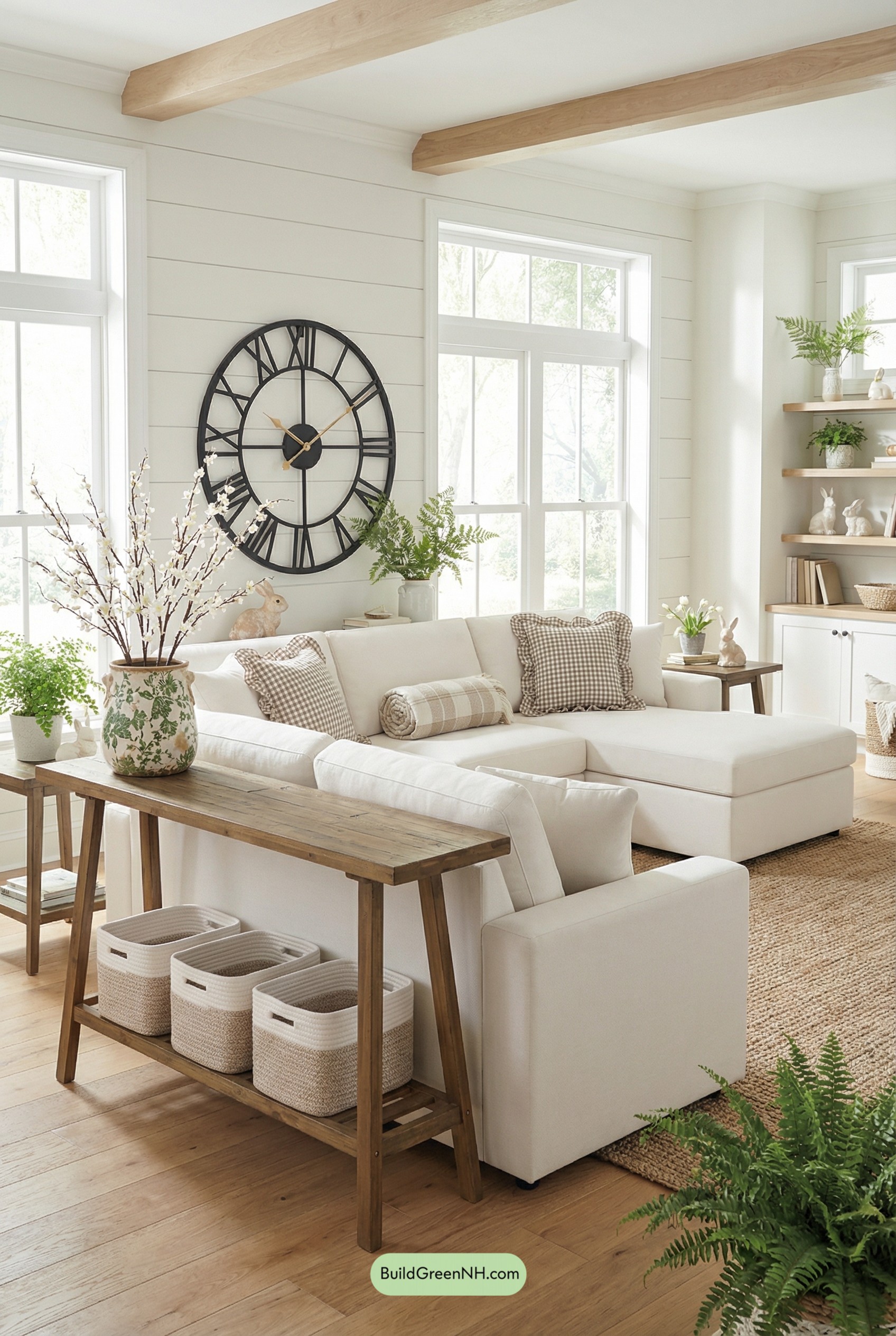 Soft White Farmhouse Living, Spring Ready