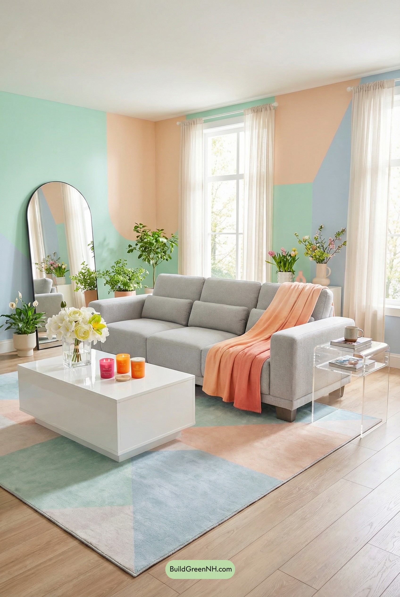 Pastel Color-Block Spring Living Room