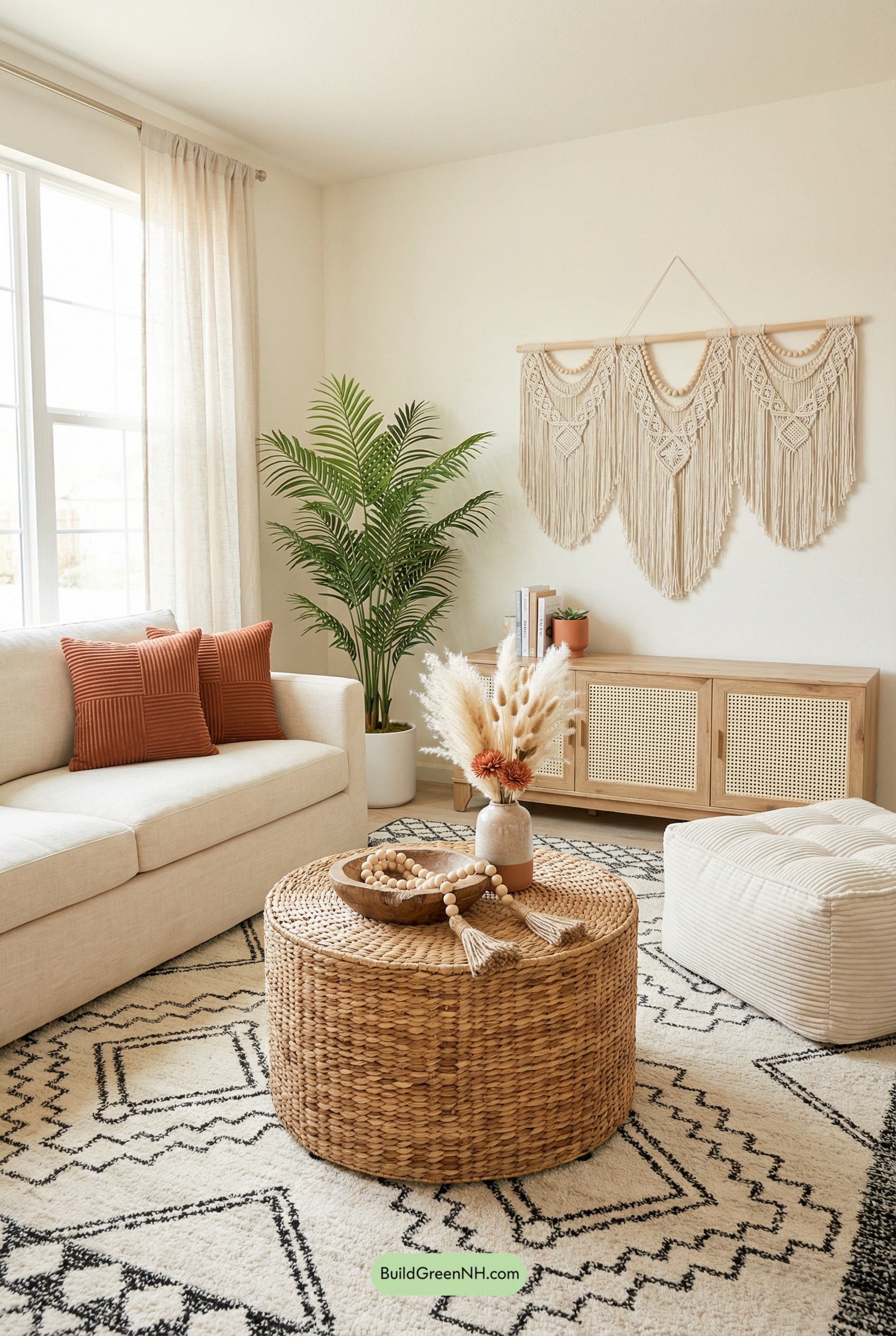 Creamy Boho Living Room in Bloom
