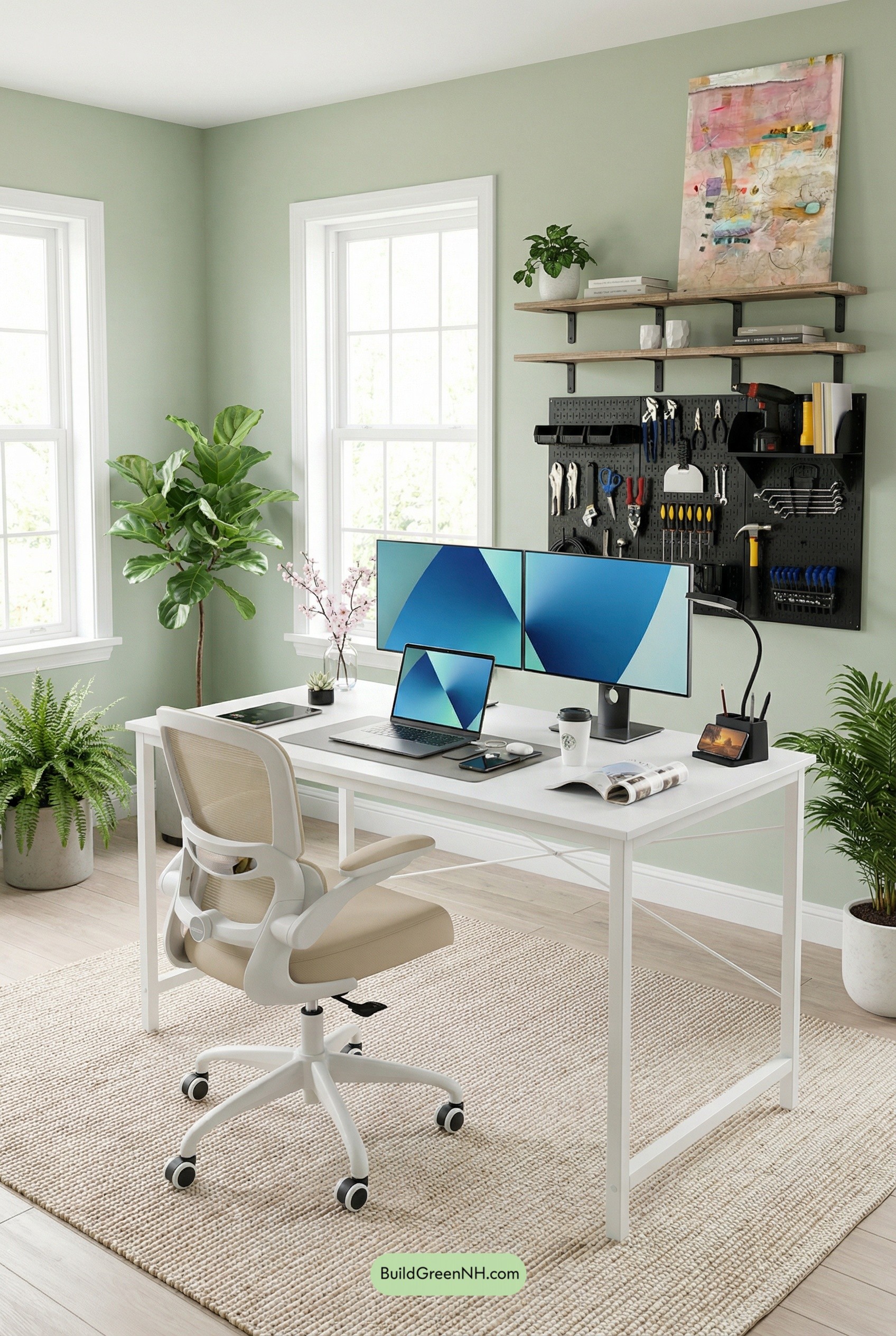 Sage-Green Spring Reset Home Office