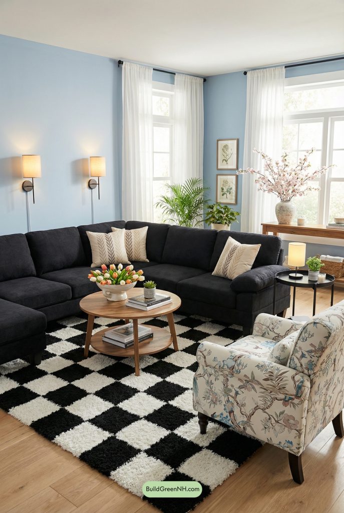 Checkerboard Chic With Spring Blooms