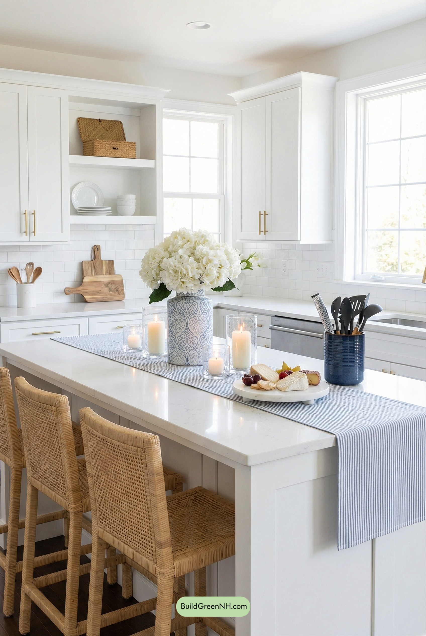 Hydrangeas and Stripes on a Bright Island