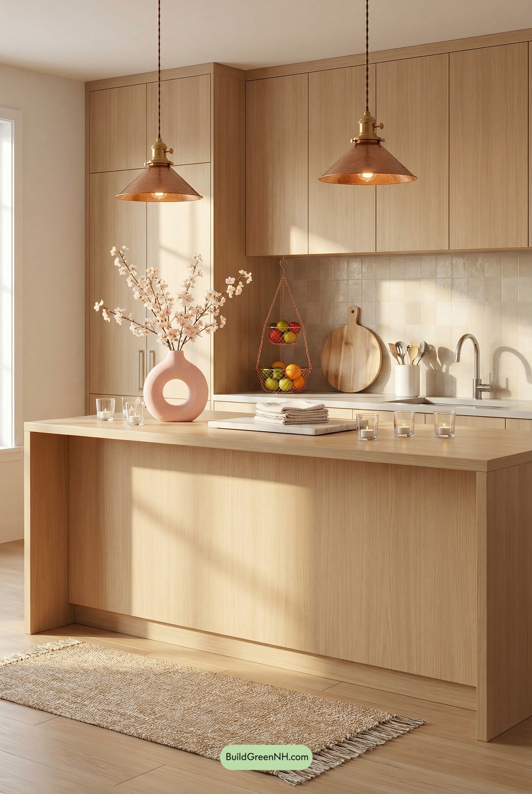 Peach Blossom Glow, Copper Pendant Mood