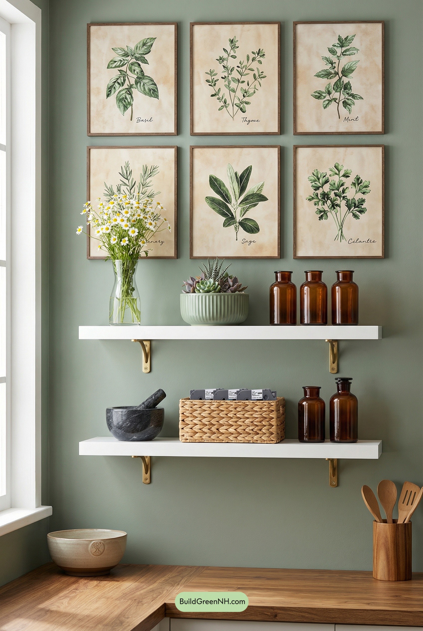 Herb-Print Gallery With Spring Greens