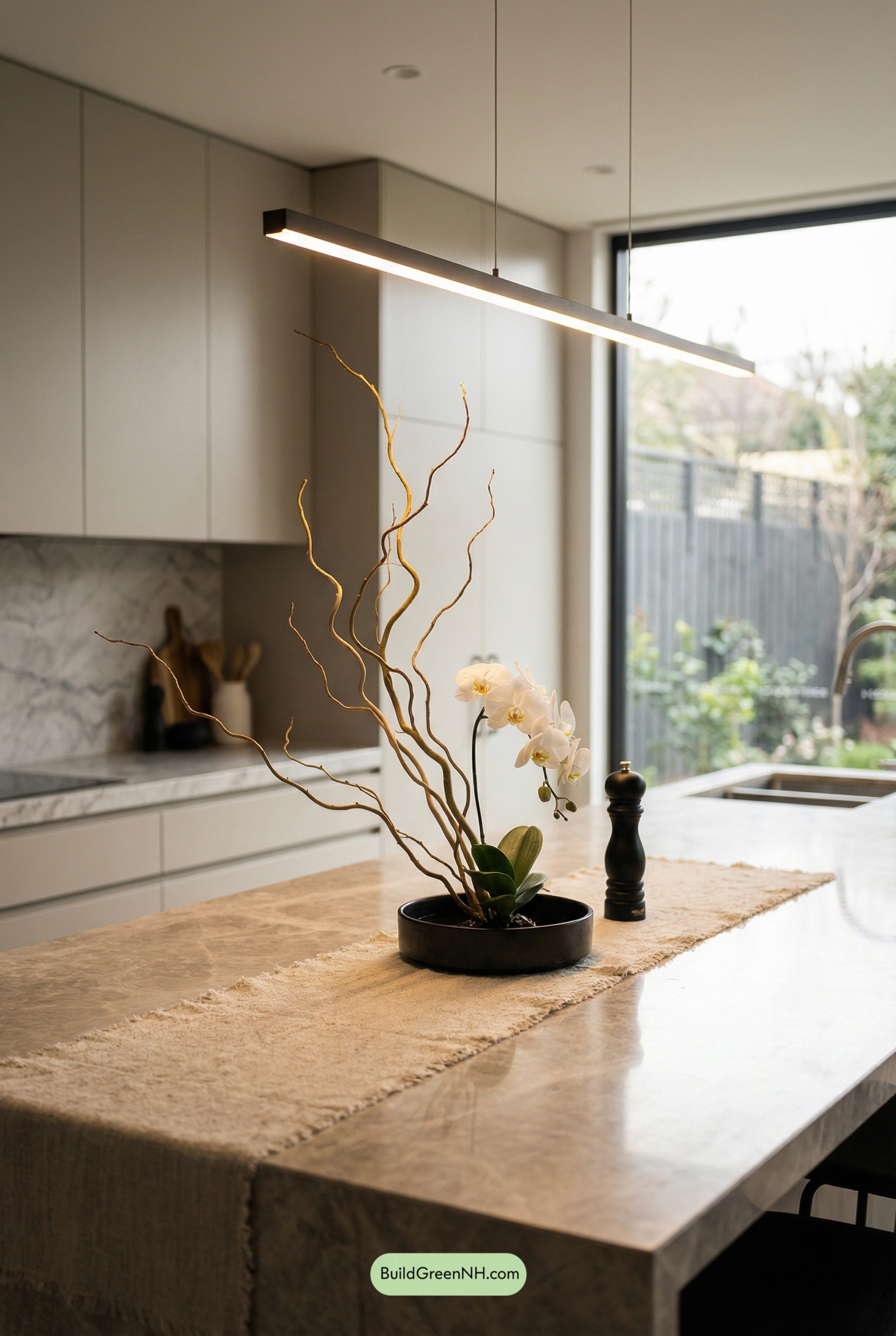 Ikebana Calm on a Modern Island