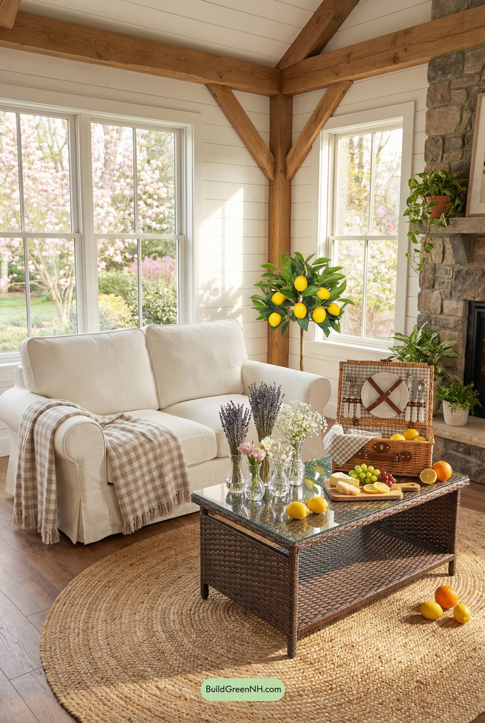 Sunlit Rustic Picnic Lounge with Citrus Pop