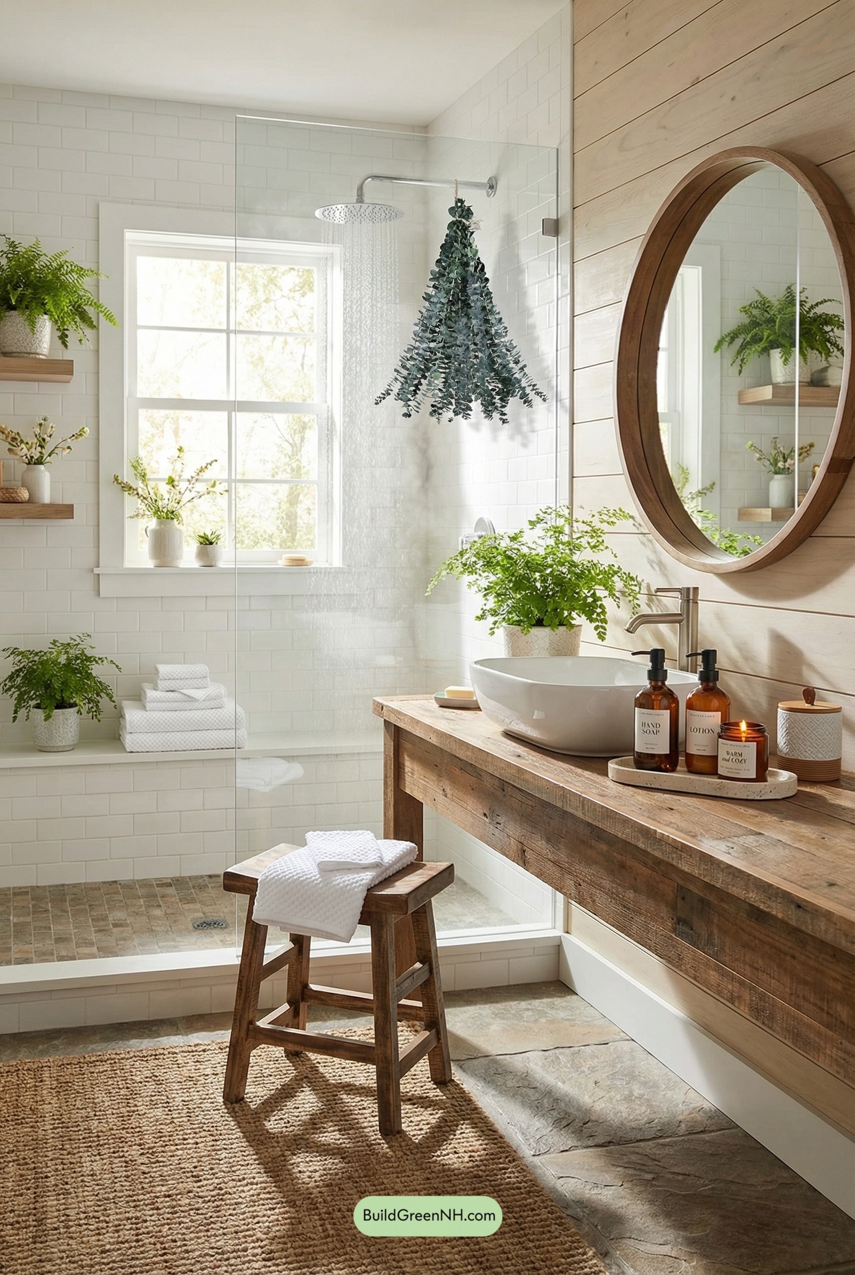 Spring-Fresh Rustic Spa Bathroom Retreat