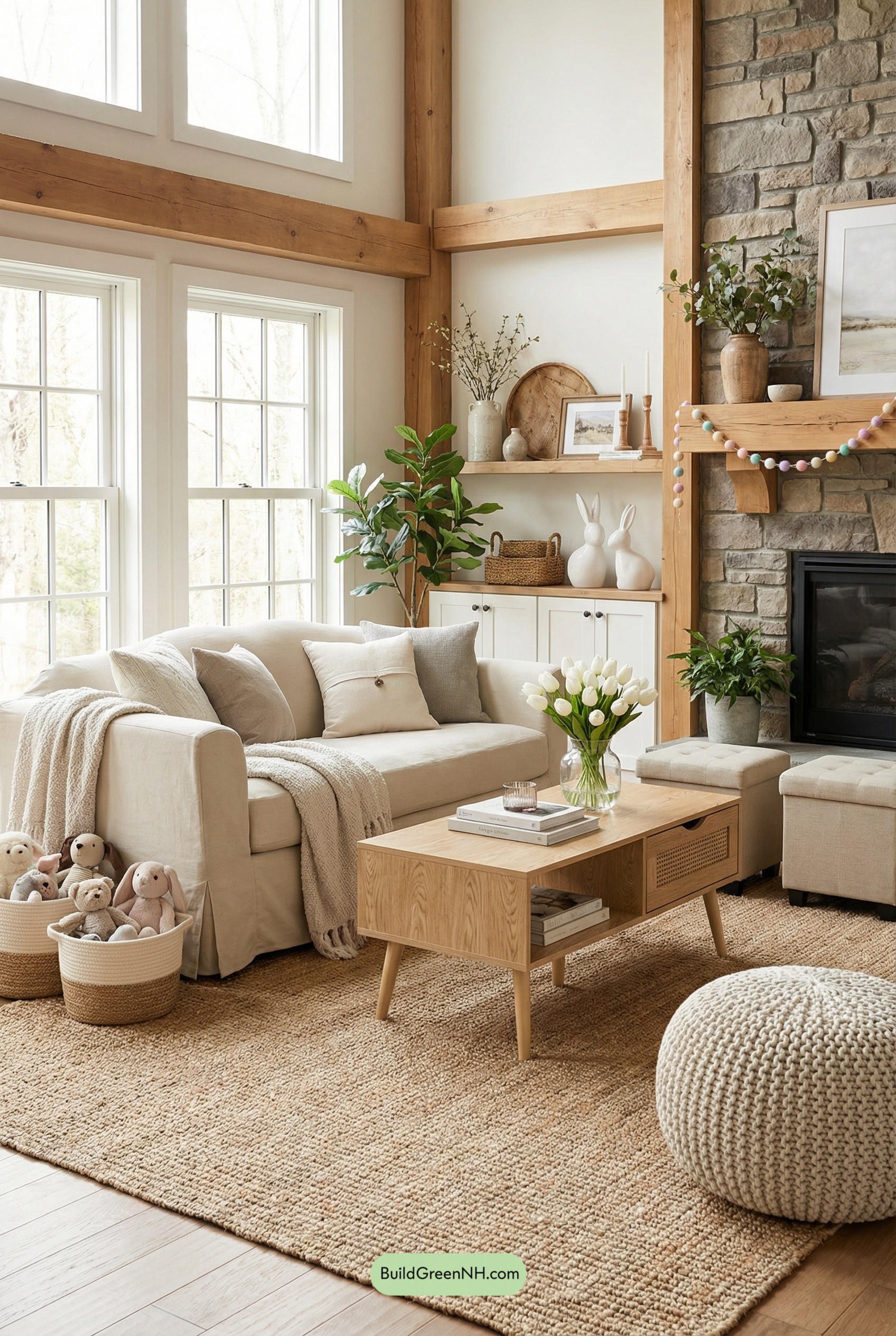 Modern Rustic Spring Room with Bunnies