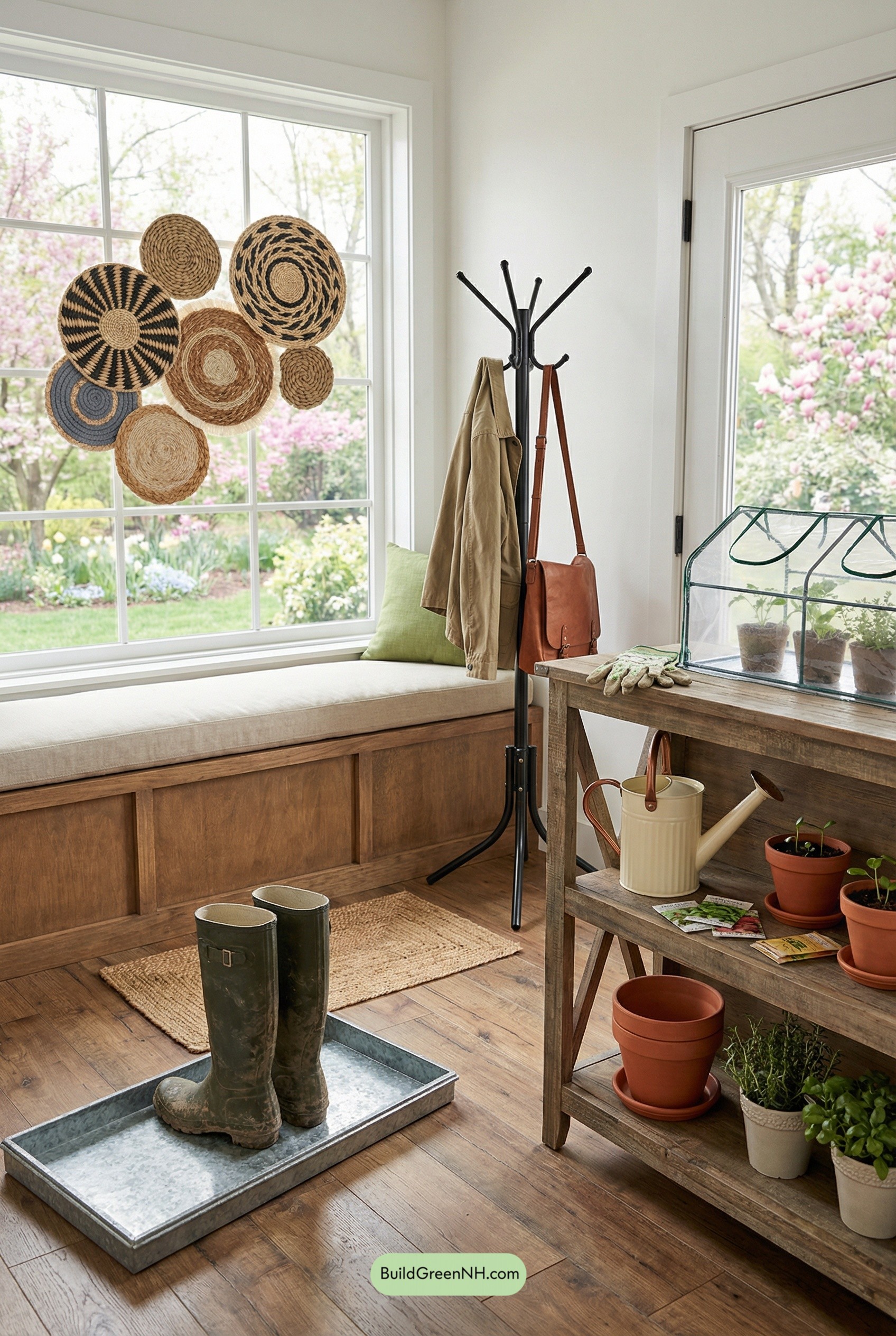 Spring-Ready Rustic Mudroom Nook