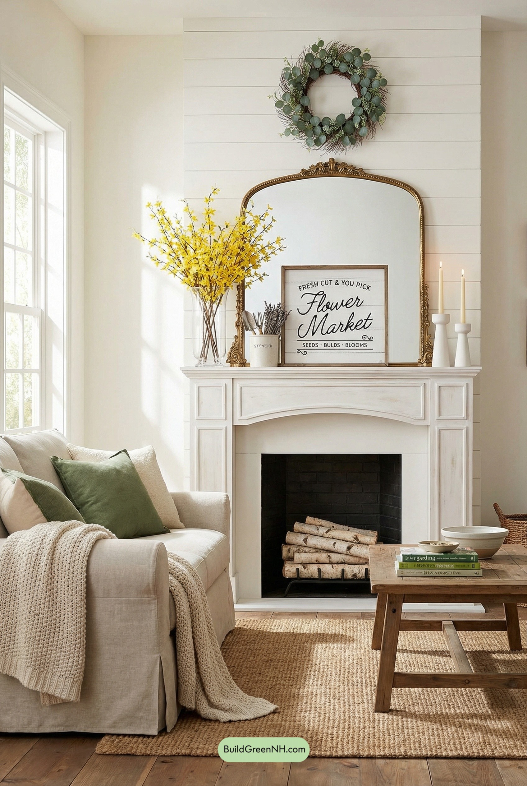 Flower Market Mantel, Modern Farmhouse Glow