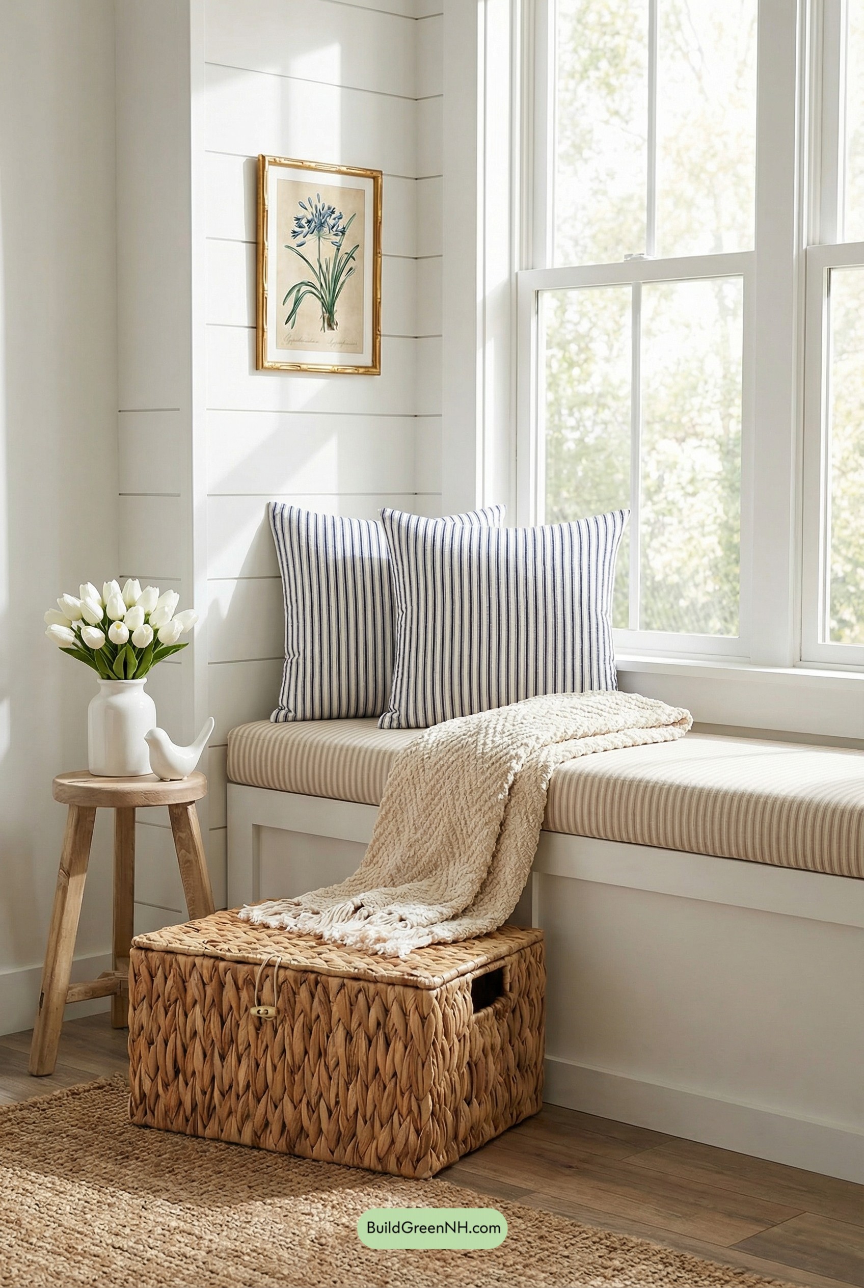 Sunlit Farmhouse Window Seat for Spring