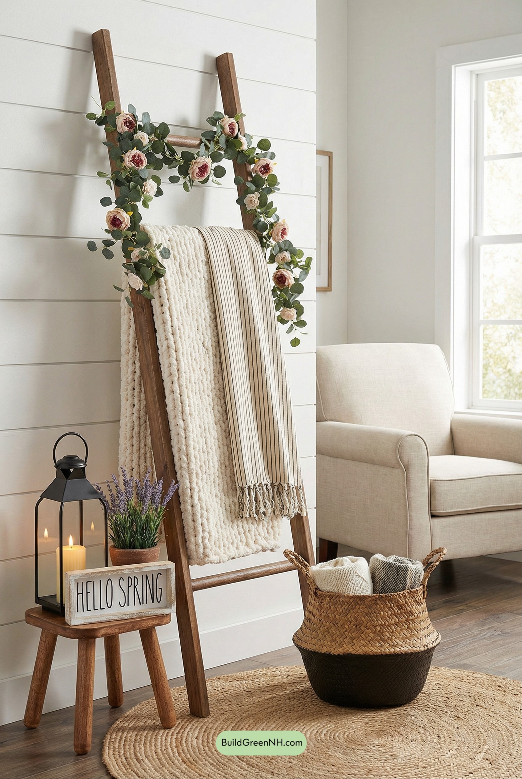 Spring-Laced Ladder Cozy Corner
