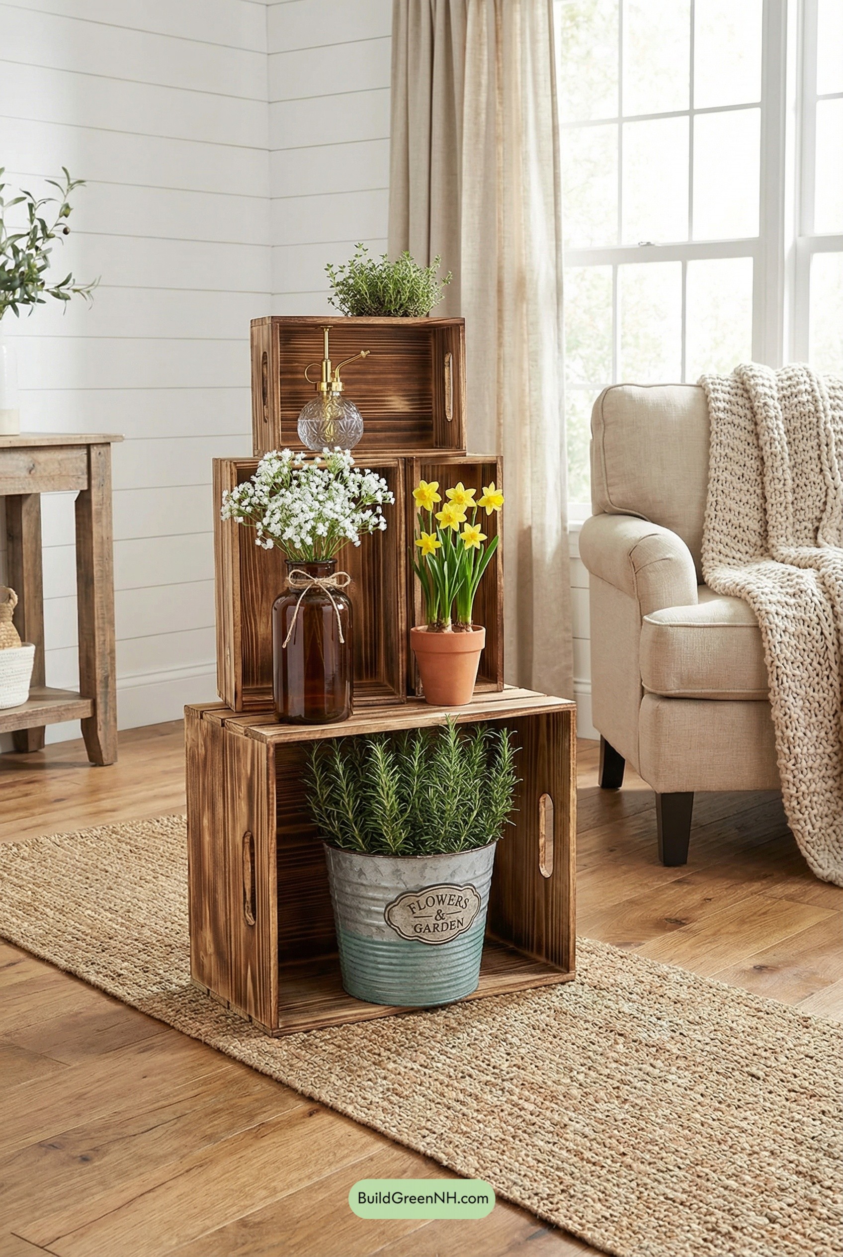 Crate-Tower Spring Plant Stand