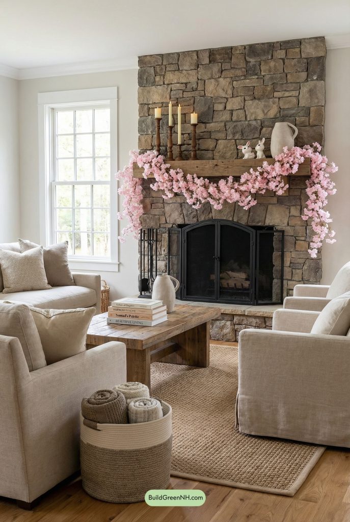 Modern Farmhouse Spring Mantel Moment