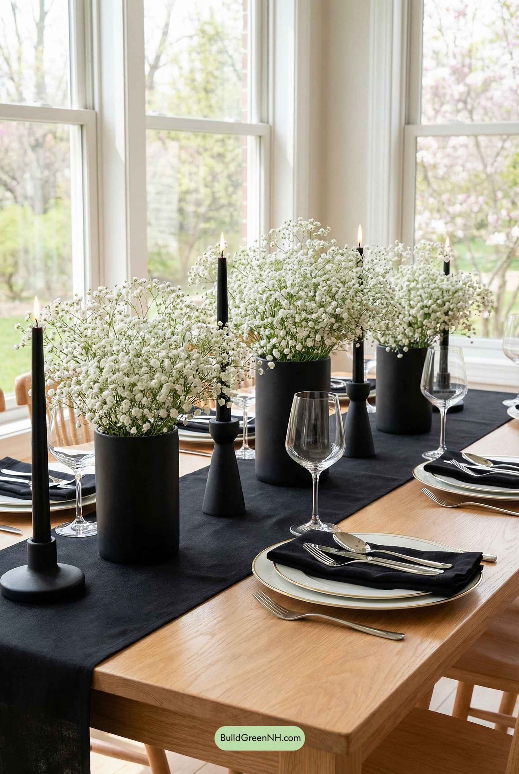 Baby’s Breath Meets Black-Tie Minimalism