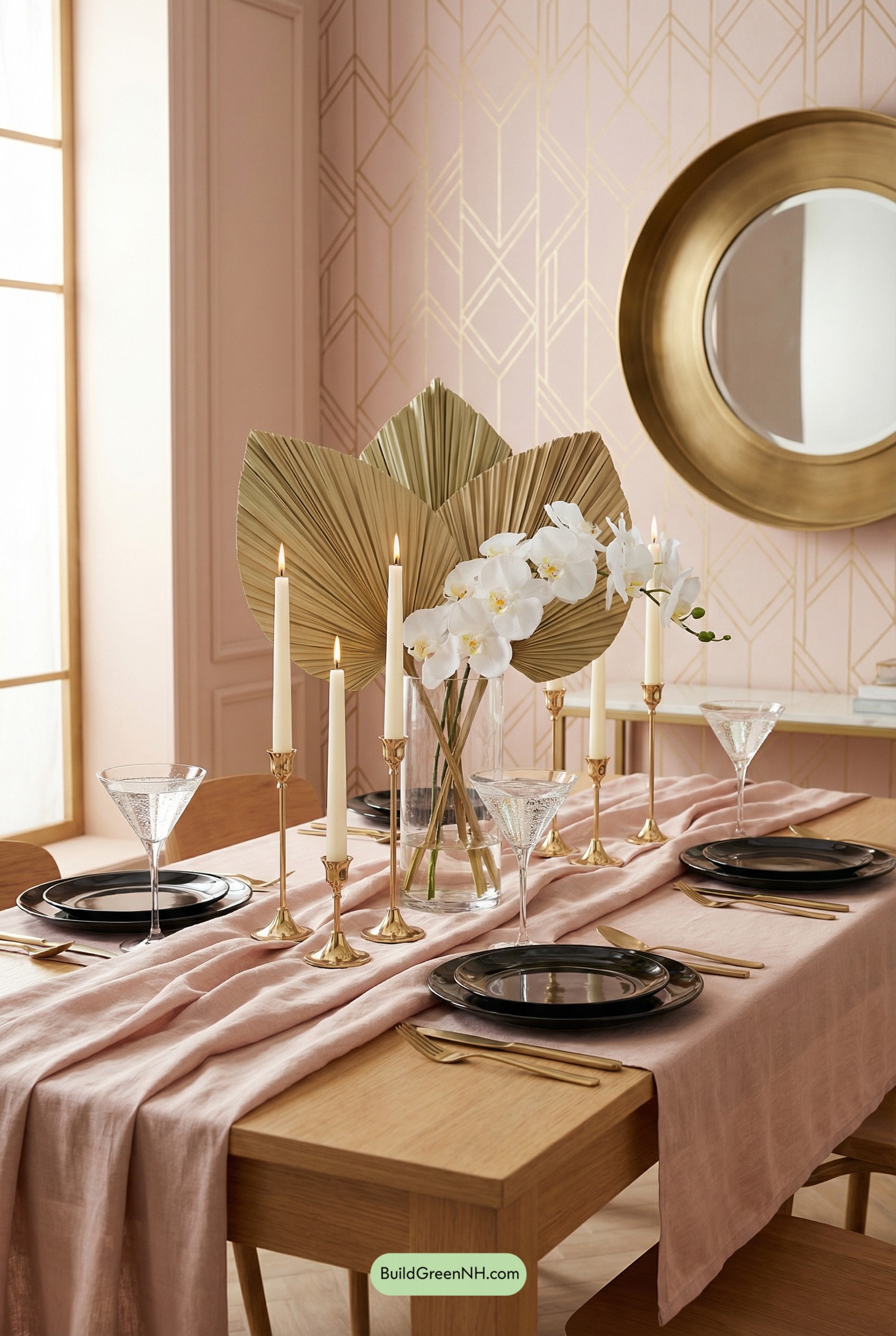 Blush Brass Art-Deco Spring Table