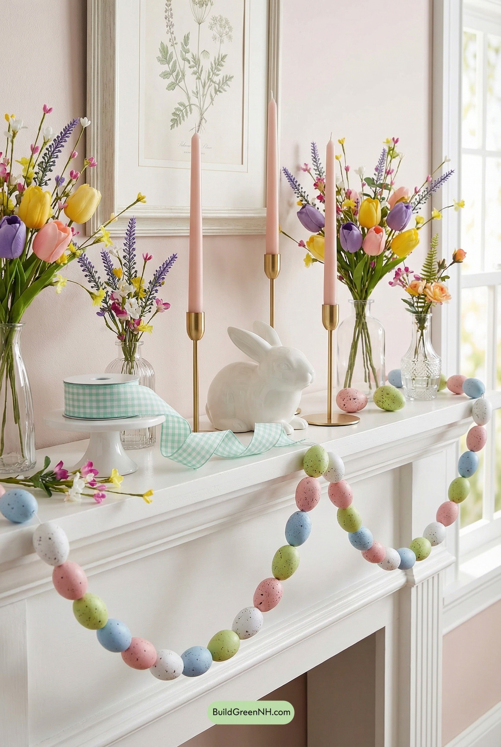 Pastel Bunny Mantel with Egg Garland
