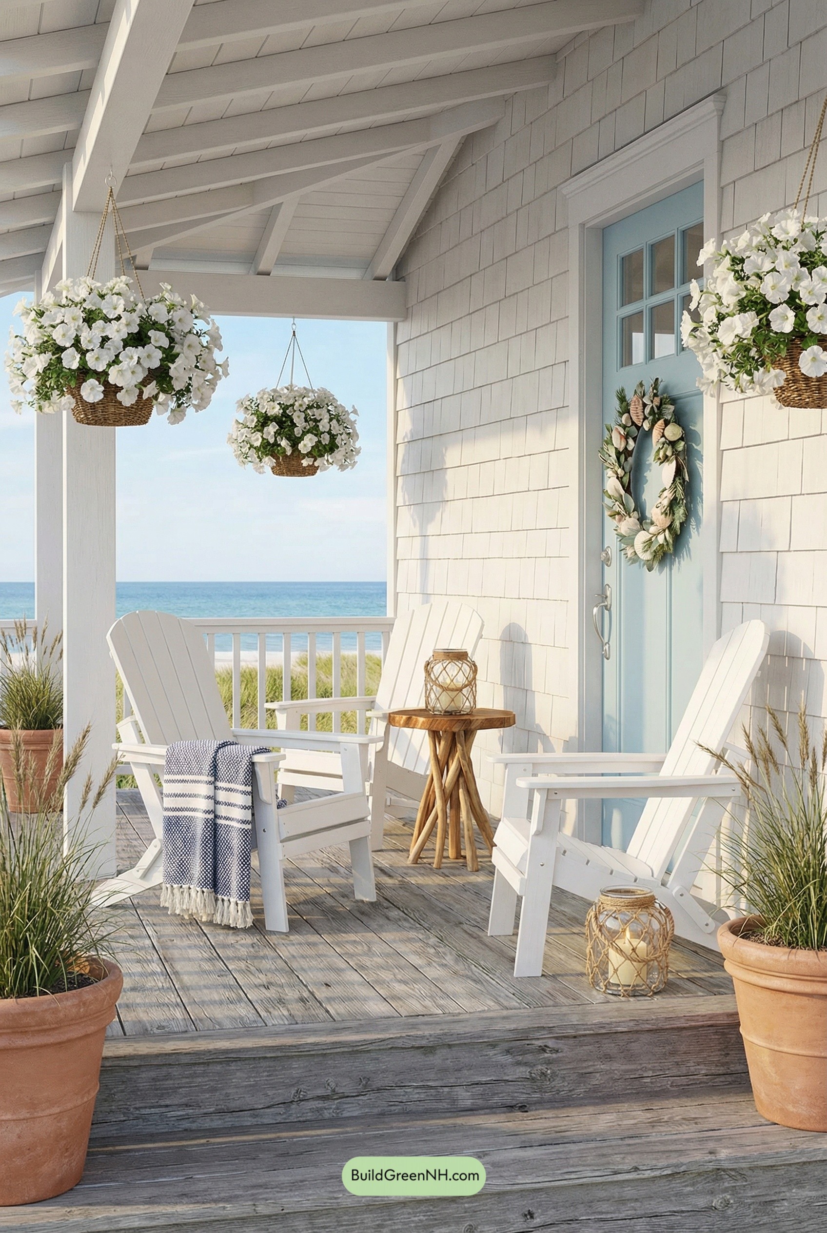 Seashell Wreath, Sky-Blue Door Calm