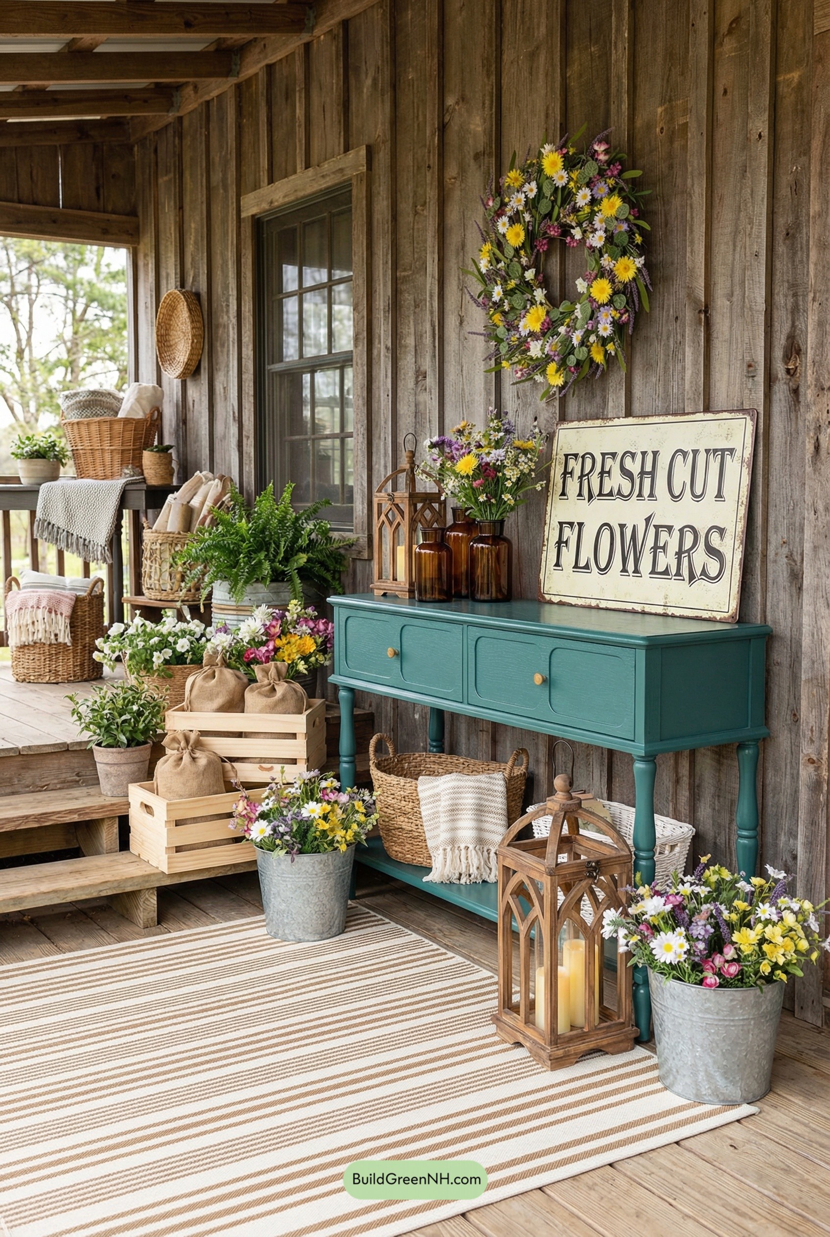Turquoise Console Porch Flower Market