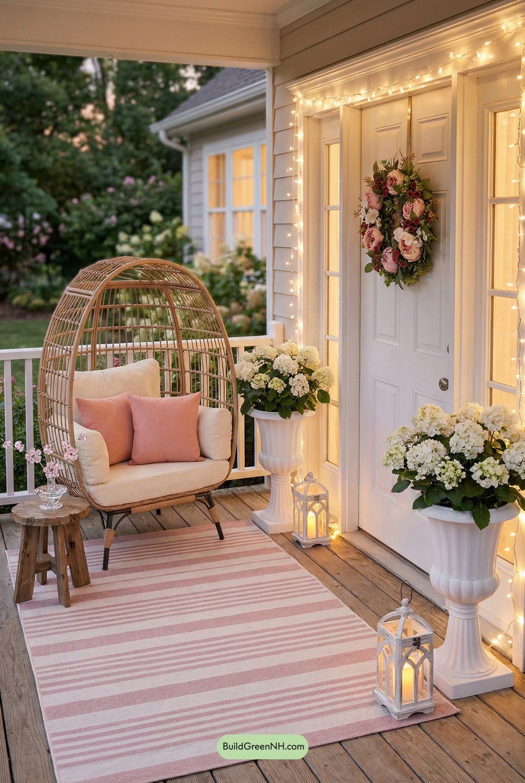 Blush Romance Porch with Twinkle Lights