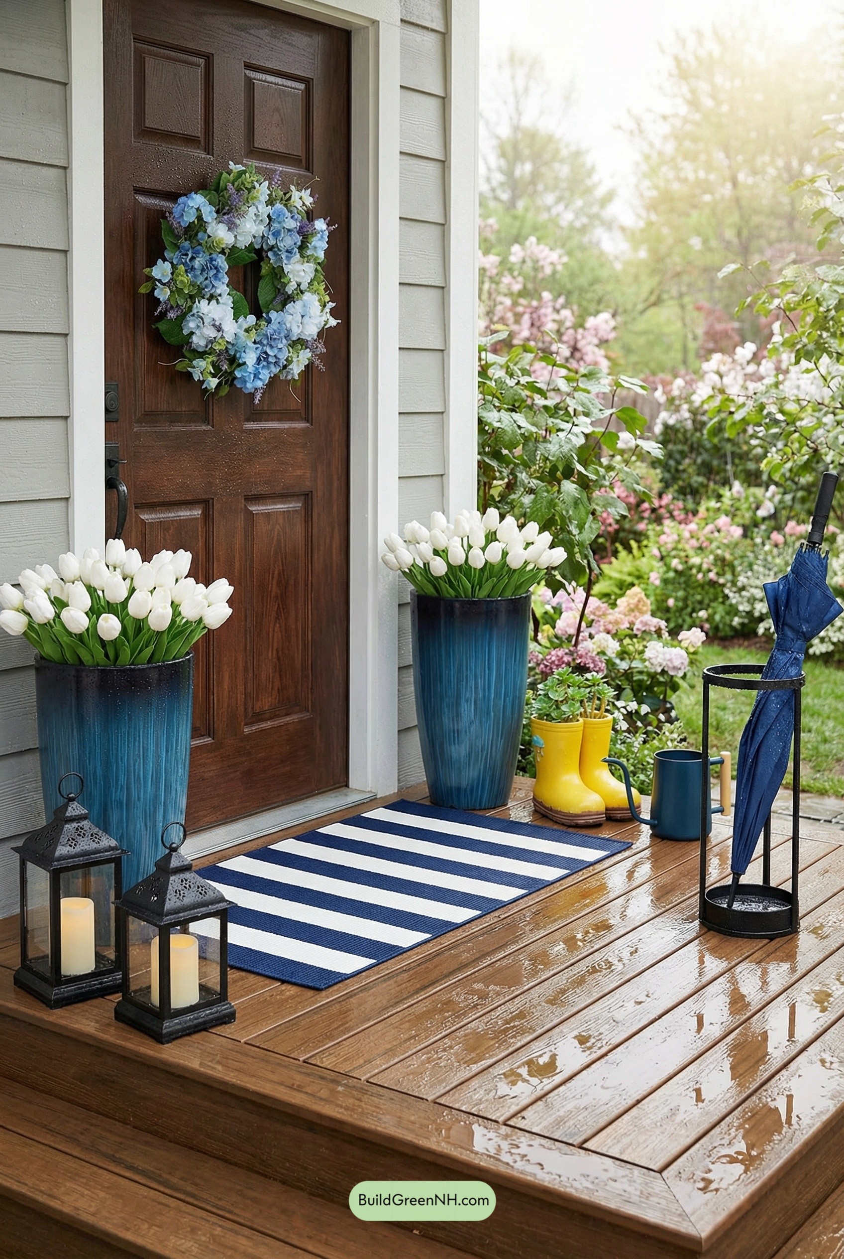 Rainy-Day Porch in Puddle Blues